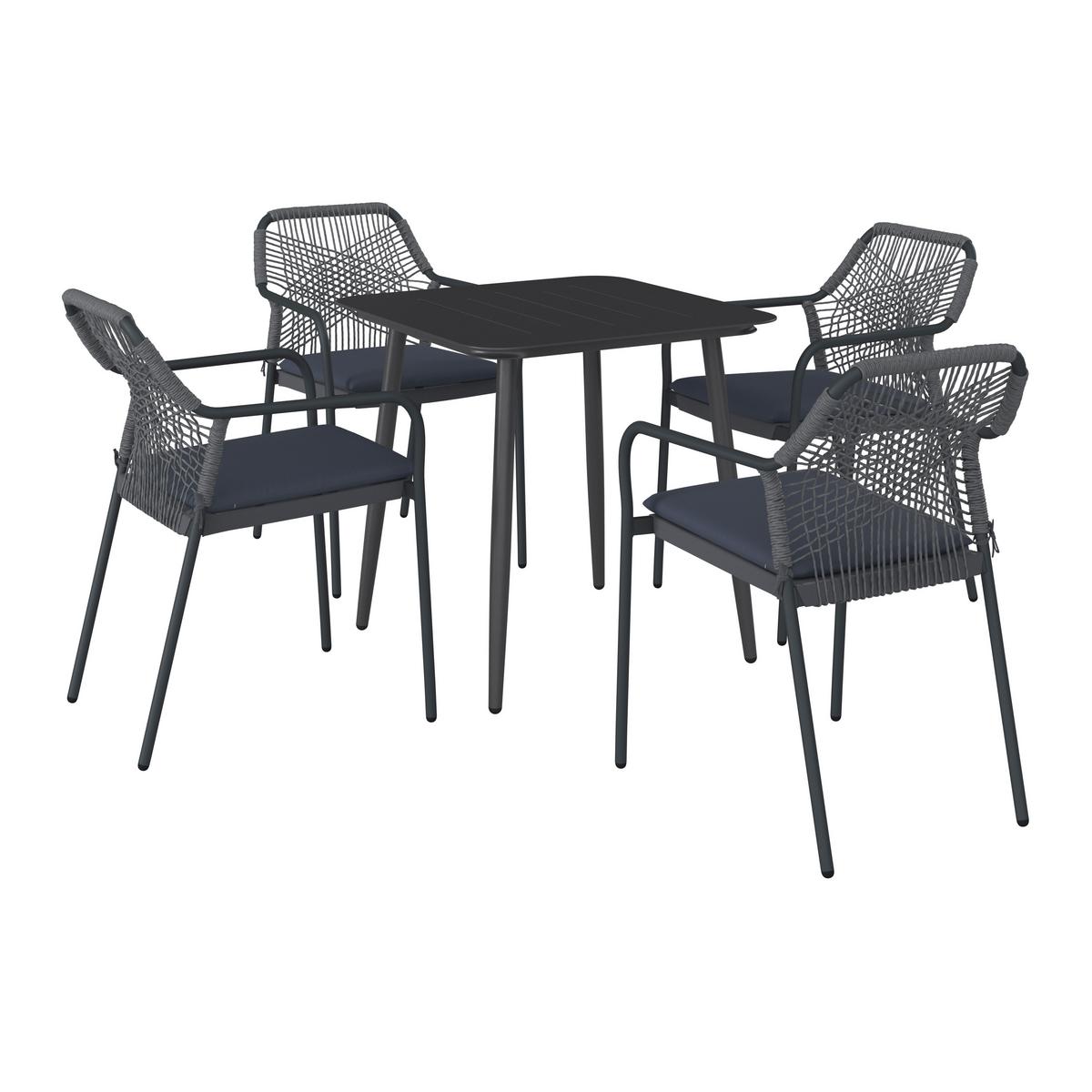 Gartentisch Titan Metall L 74,5 cm - Anthrazit, MODERN, Metall (74,5/72/74,5cm) - Luca Bessoni