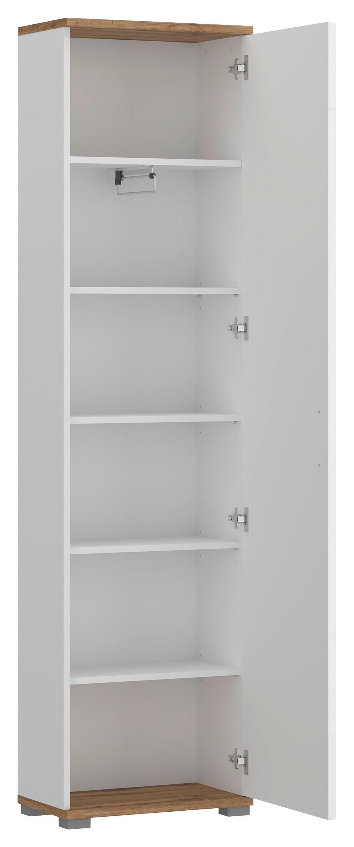 Garderobenschrank Hola Weiß/Eiche Wotan B: 50 cm - Eichefarben/Eiche Wotan, Trend, Glas/Holzwerkstoff (50/198,5/33,5cm)