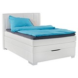 Boxspringbett mit Bettkasten 140x200cm Madison, Weiß - Chromfarben/Weiß, MODERN, Holz/Textil (140/200cm)