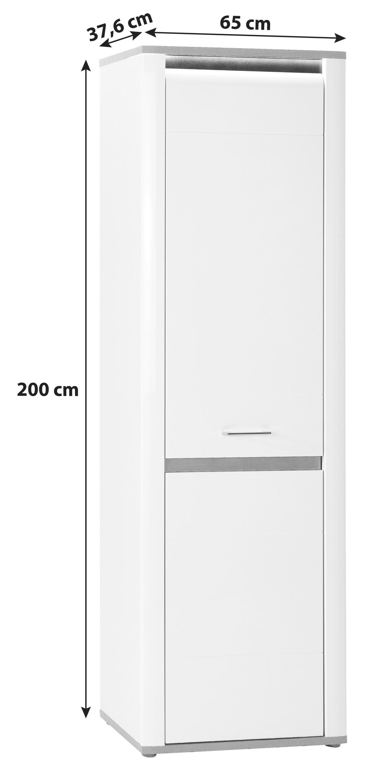 Előszobaszekrény Alassio - fehér, Modern, faalapú anyag (65/200/37,6cm) - Luca Bessoni