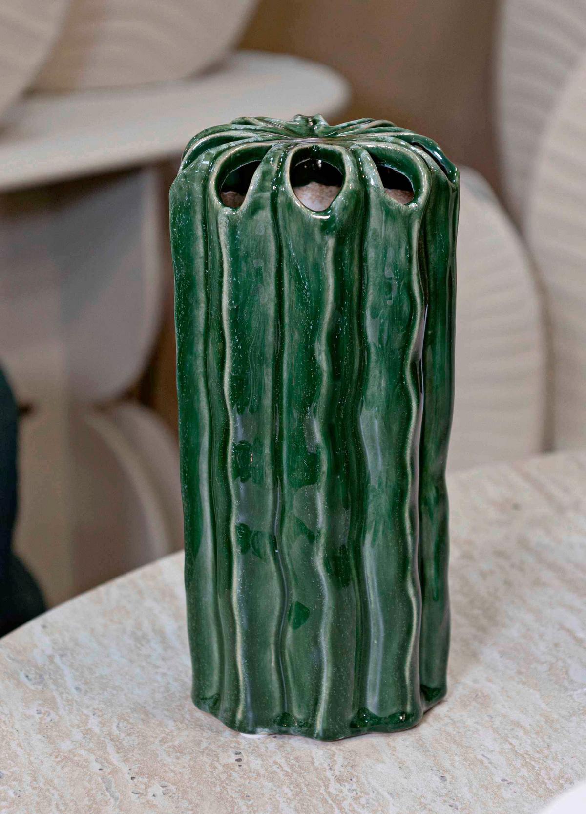 Vase Tall Cactus Pot Grün B: 11,5 cm - Grün, Basics, Keramik (11,5/23,5/11,5cm)