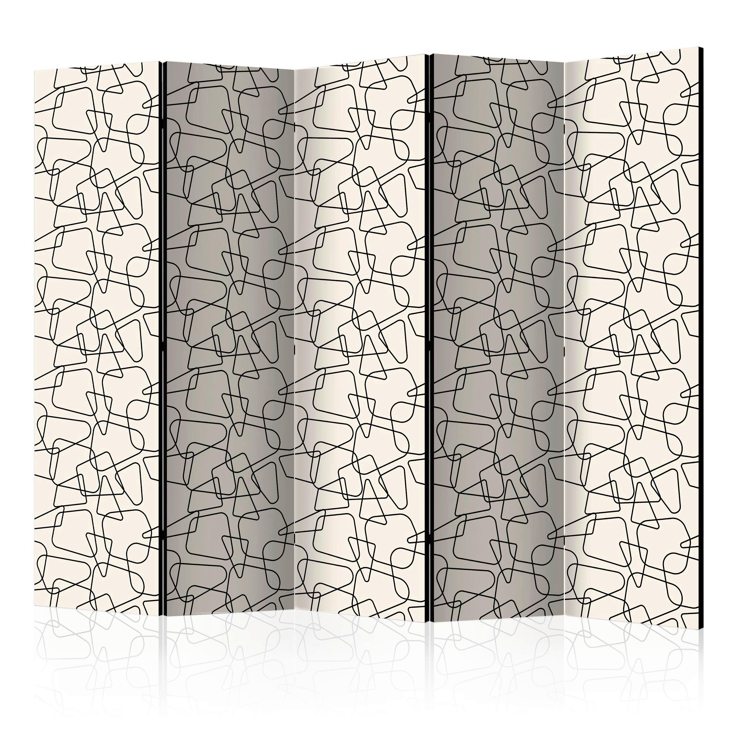 Paravent Hellgrau Dunkelgrau B: 225 cm - Dunkelgrau/Hellgrau, Basics, Holz/Textil (225/172/3cm) - artgeist