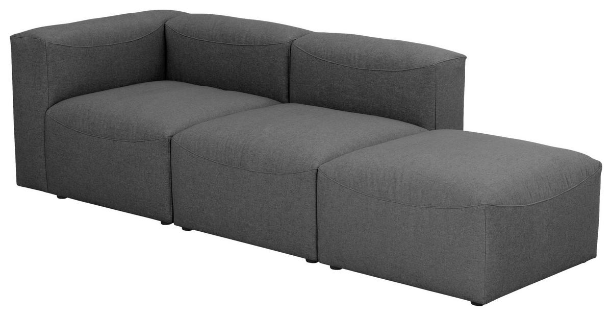 Ottomane Lena Anthrazit Mit Echtem Rücken - Anthrazit, Design, Textil (250/73/100cm) - Max Winzer
