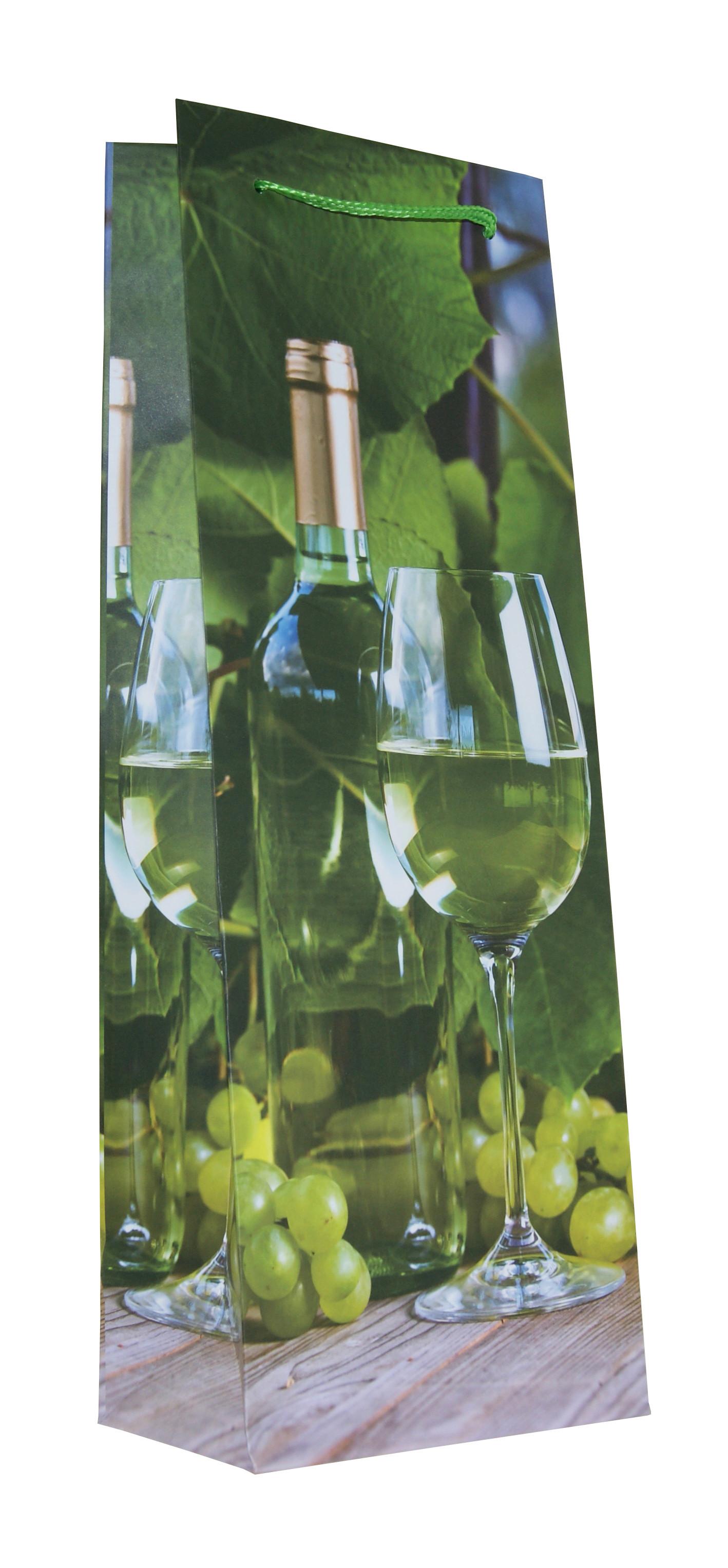 Geschenktasche Weinmmotive Karton 30x36 cm mit Tragegriff - Blau/Rotbraun, Basics, Karton (30/36/12,5cm)