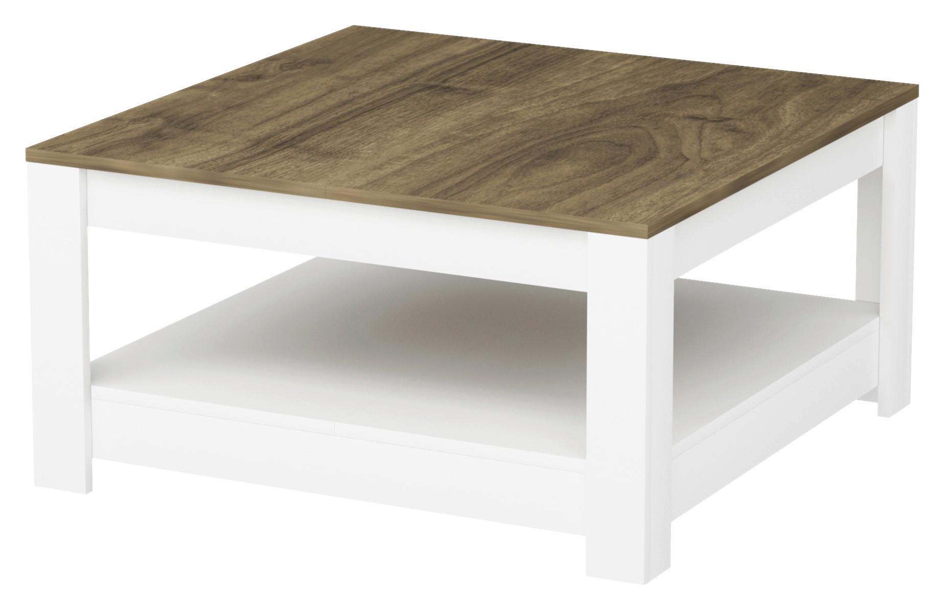 KONFERENČNÍ STOLEK ATHENA - bílá/barvy vlašských ořechů, Design, kompozitní dřevo (89/89/45cm) - Livetastic