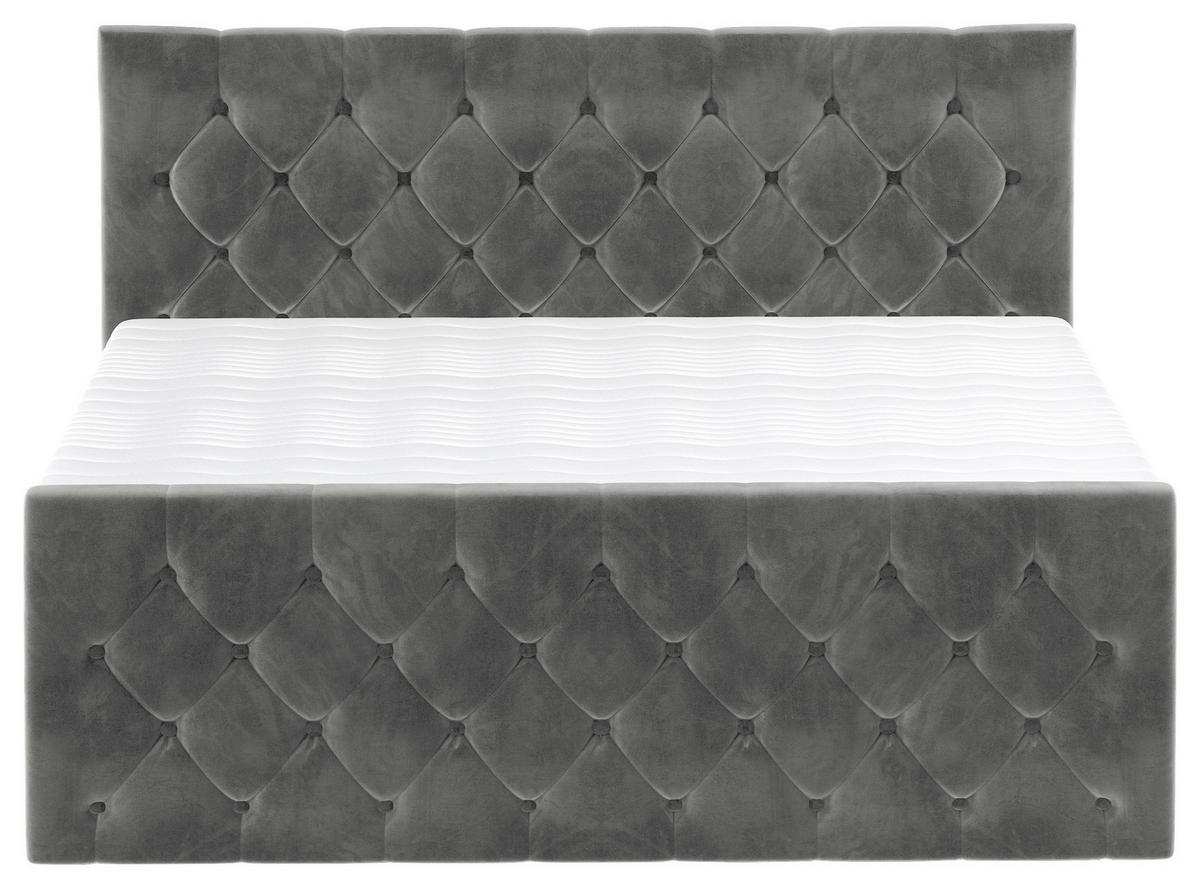 Boxspringbett Swing 19 Graphitfarben 140x200 cm H2 - Schwarz/Graphitfarben, ROMANTIK / LANDHAUS, Textil (144/121/212cm) - James Wood