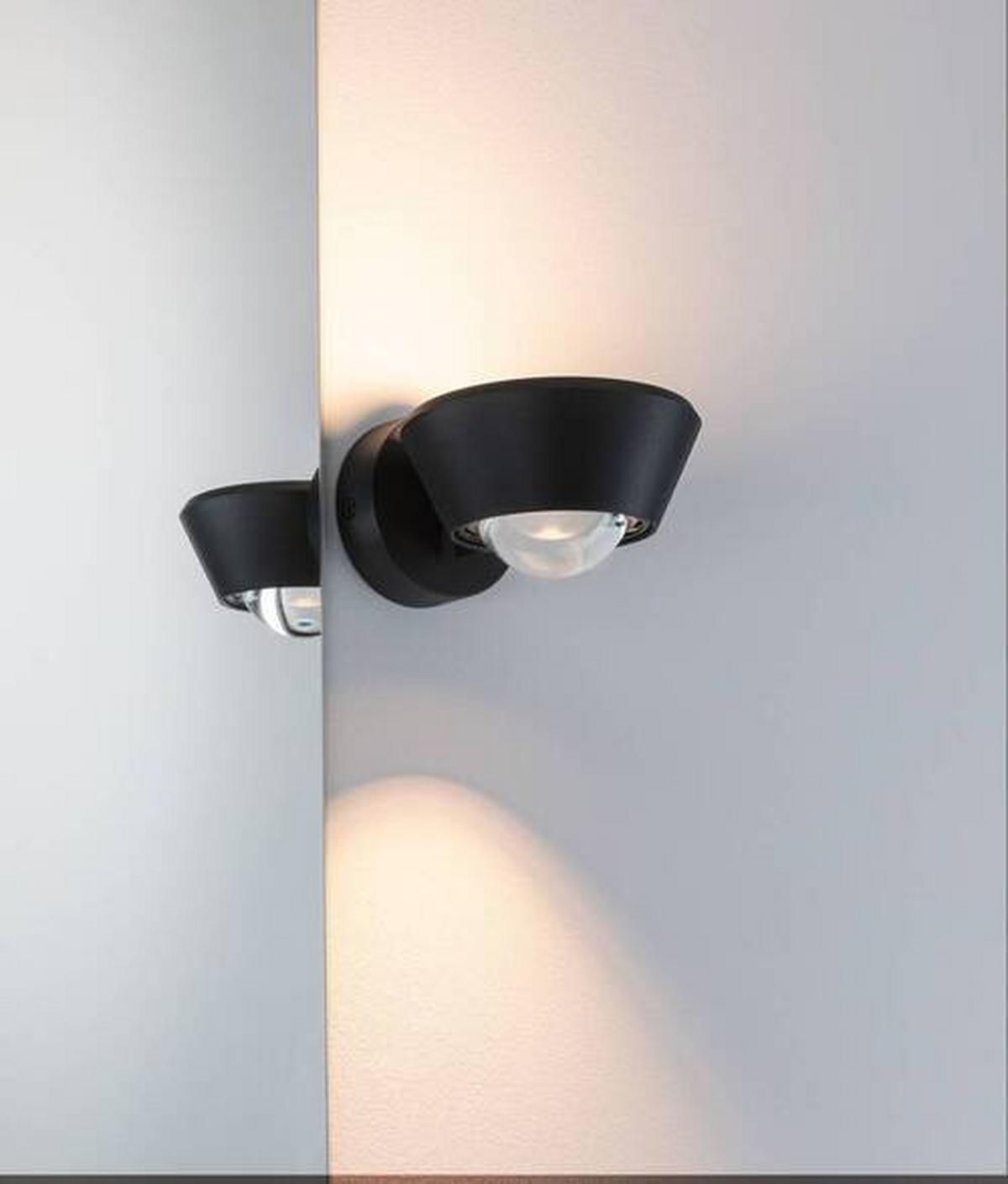 Led-wandleuchte Ip44 1-Flammig, Schwarz, Schwenkbar - Schwarz, Basics, Kunststoff (11,7/8cm) - Paulmann