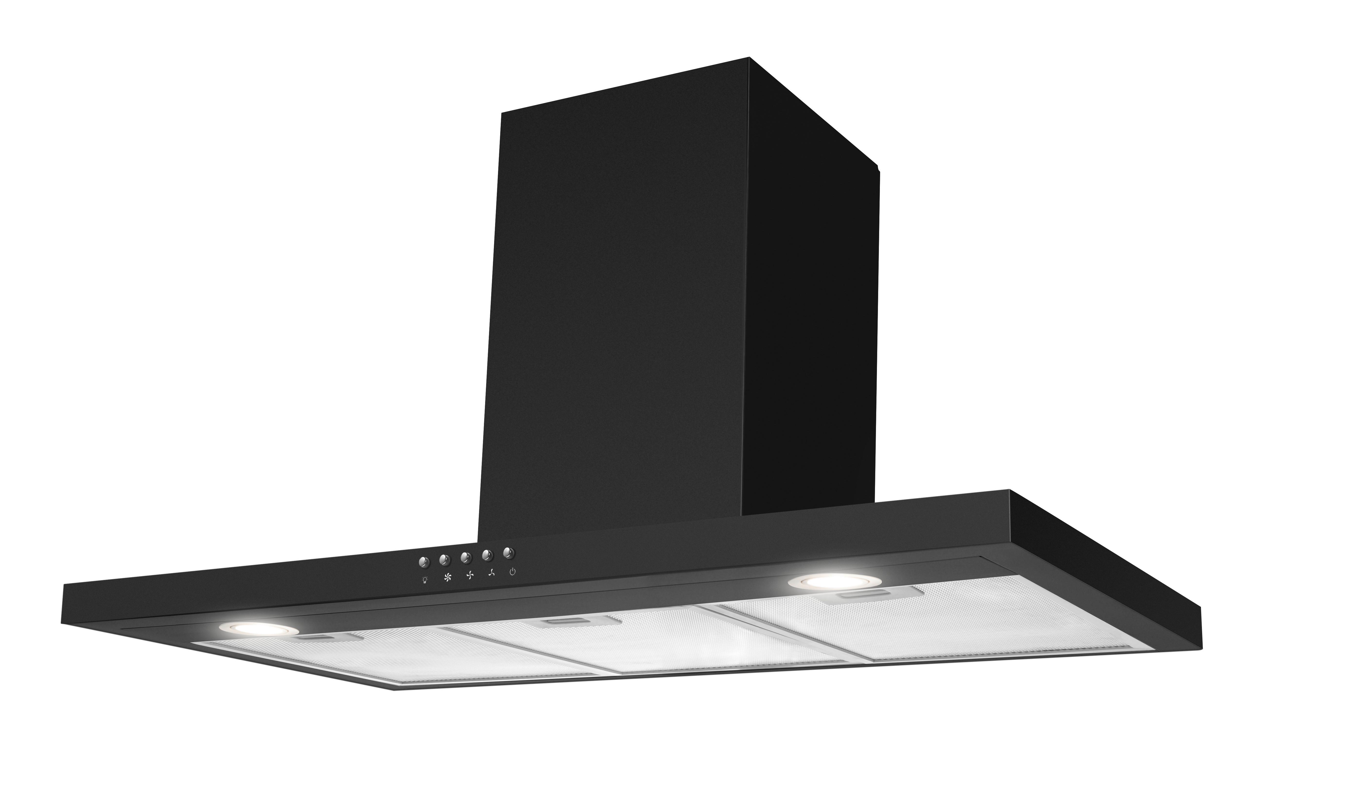 Dunstabzugshaube Schwarz Matt BxHxT: ca. 90x53,5-101,5x50 cm - Design, Metall (90/53,5-101,5/50cm) - Amica