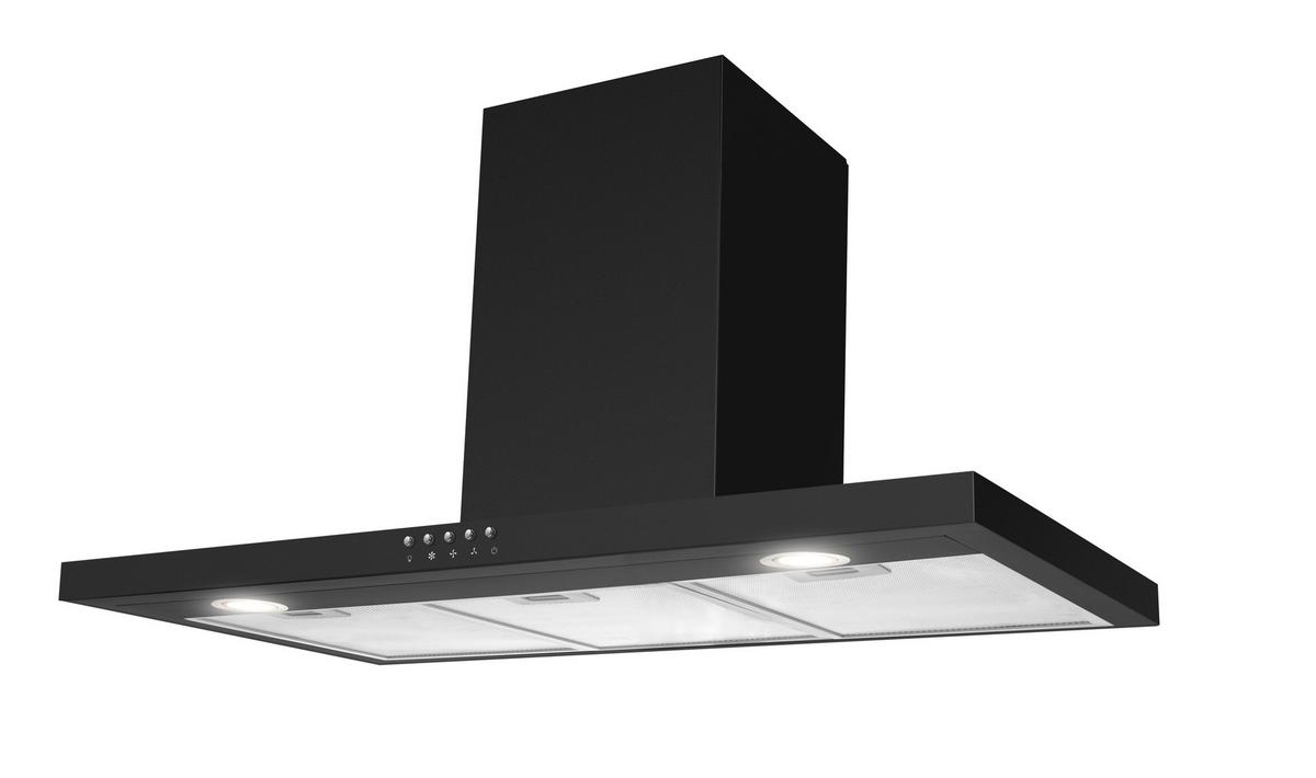 Dunstabzugshaube Schwarz Matt Bxhxt: Ca. 90x53,5-101,5x50 Cm - Design, Metall (90/53,5-101,5/50cm) - Amica