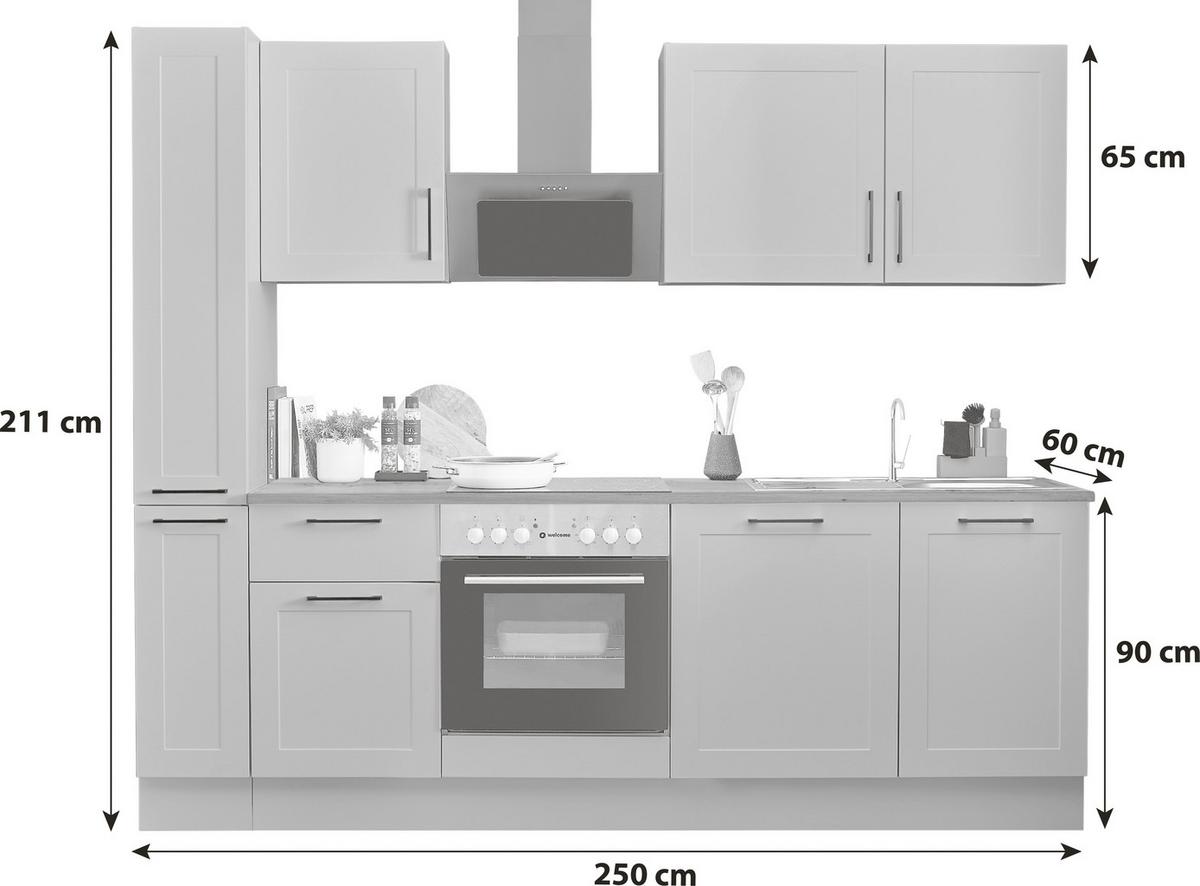 Küchenblock Marseille Grün/eiche Dekor B: 250 Cm - Eiche Artisan/Grün, Design, Holzwerkstoff (250cm) - P & B