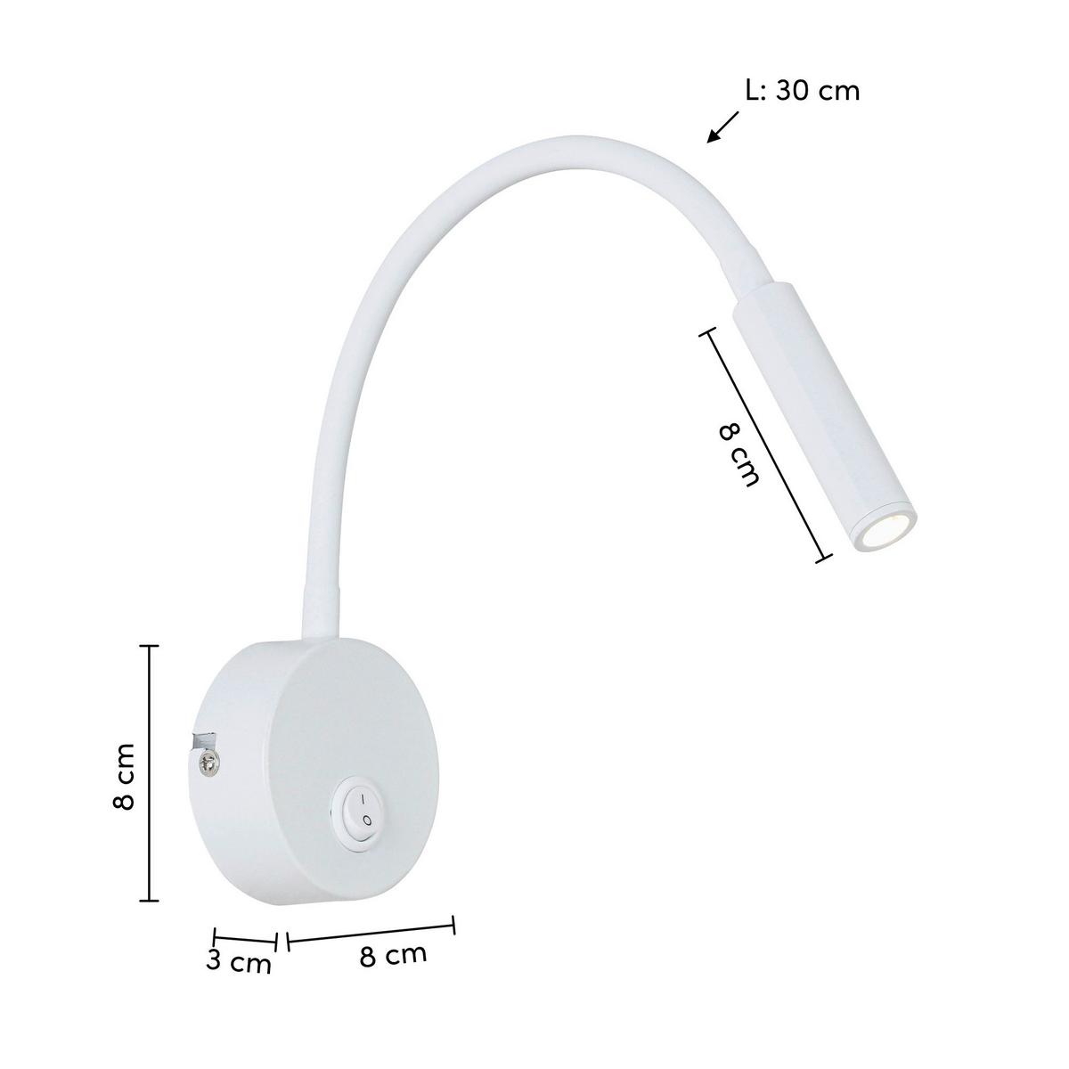 NÁSTENNÉ LED SVIETIDLO HUOIM - biela, Konventionell, kov/plast (3/8/46cm) - Mömax