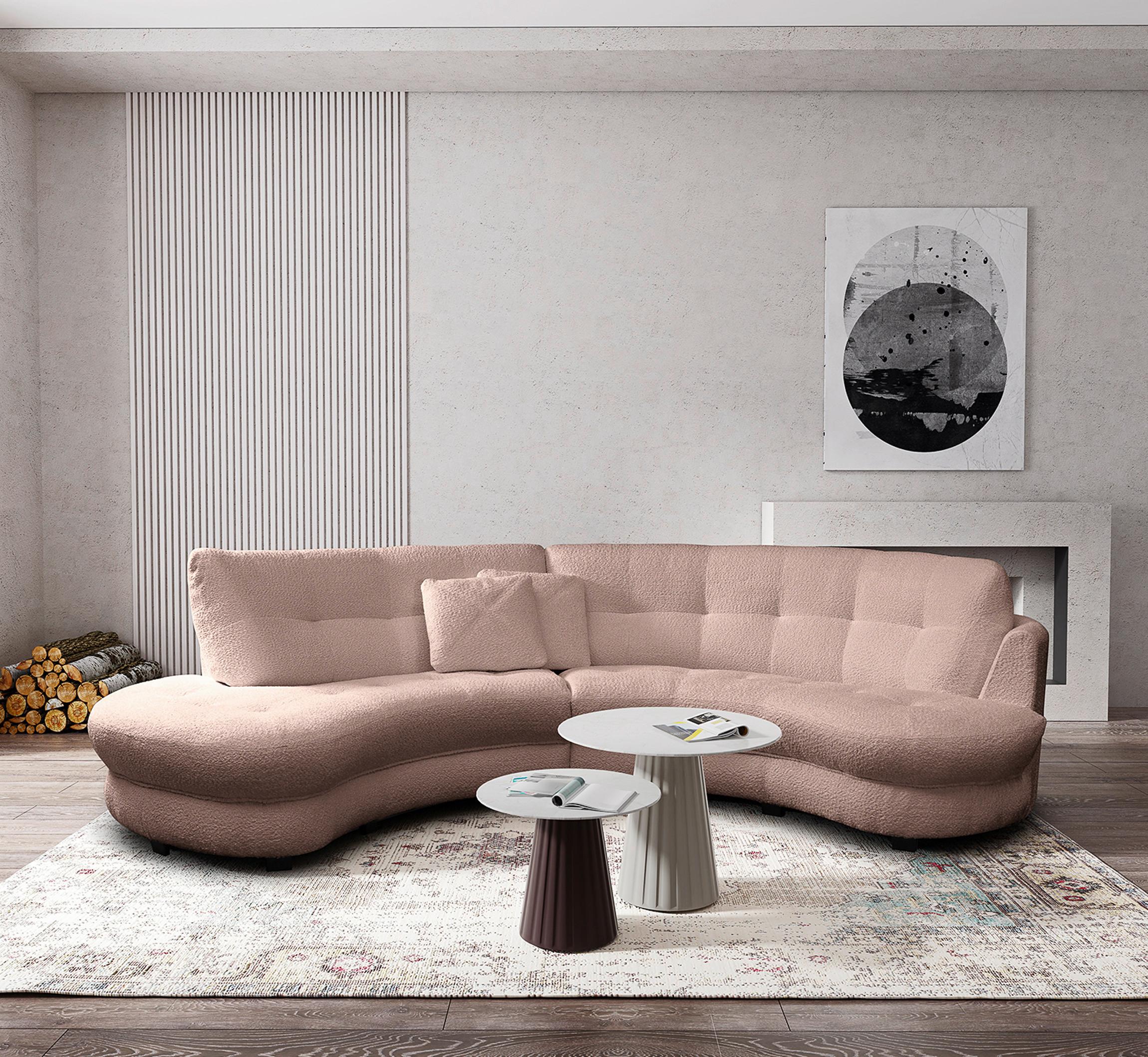 Ecksofa Bretina, Rosa S: 113x300 cm - Schwarz/Weiß, Design, Textil (113/300cm) - Livetastic