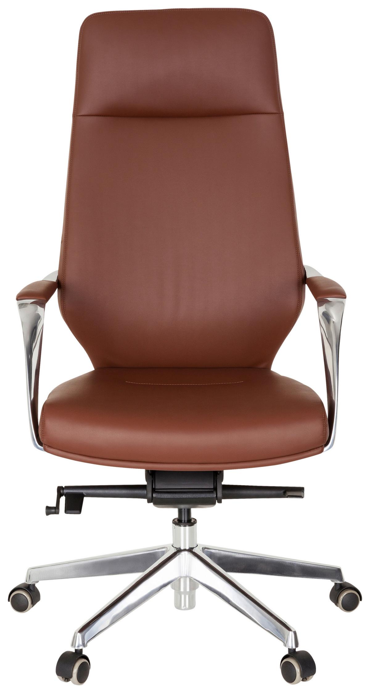 Chefsessel Velvet Braun Bis 120 Kg - Silberfarben/Braun, Basics, Kunststoff/Textil (63/133/65cm) - MID.YOU