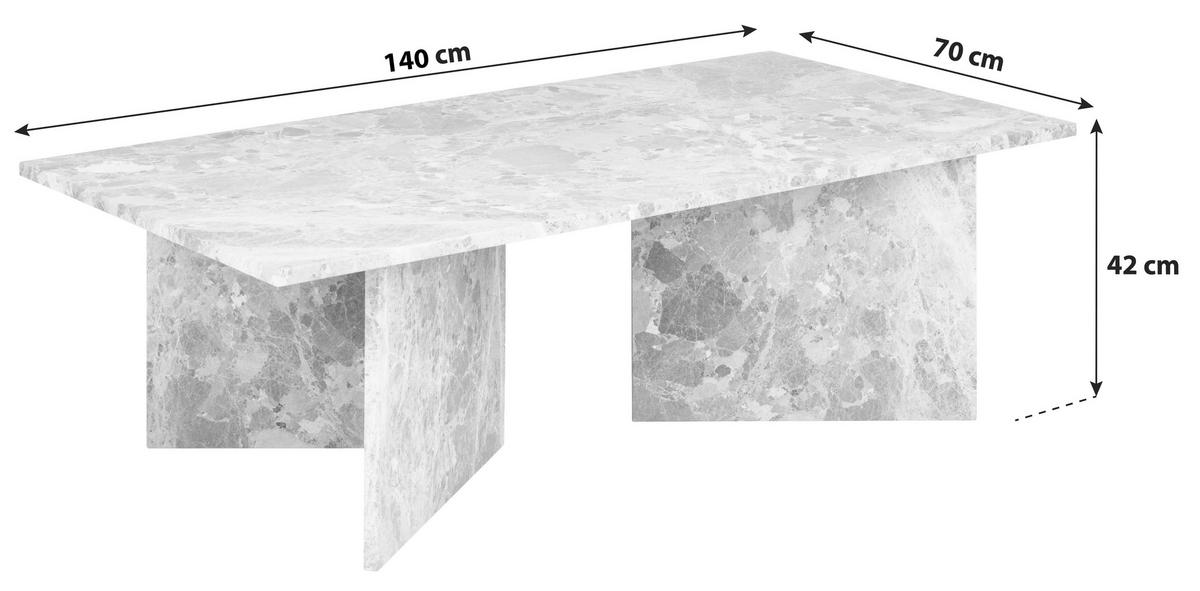 Couchtisch Vega Creme B: 70 cm - Creme, Design, Stein (140/70/42cm) - Livetastic