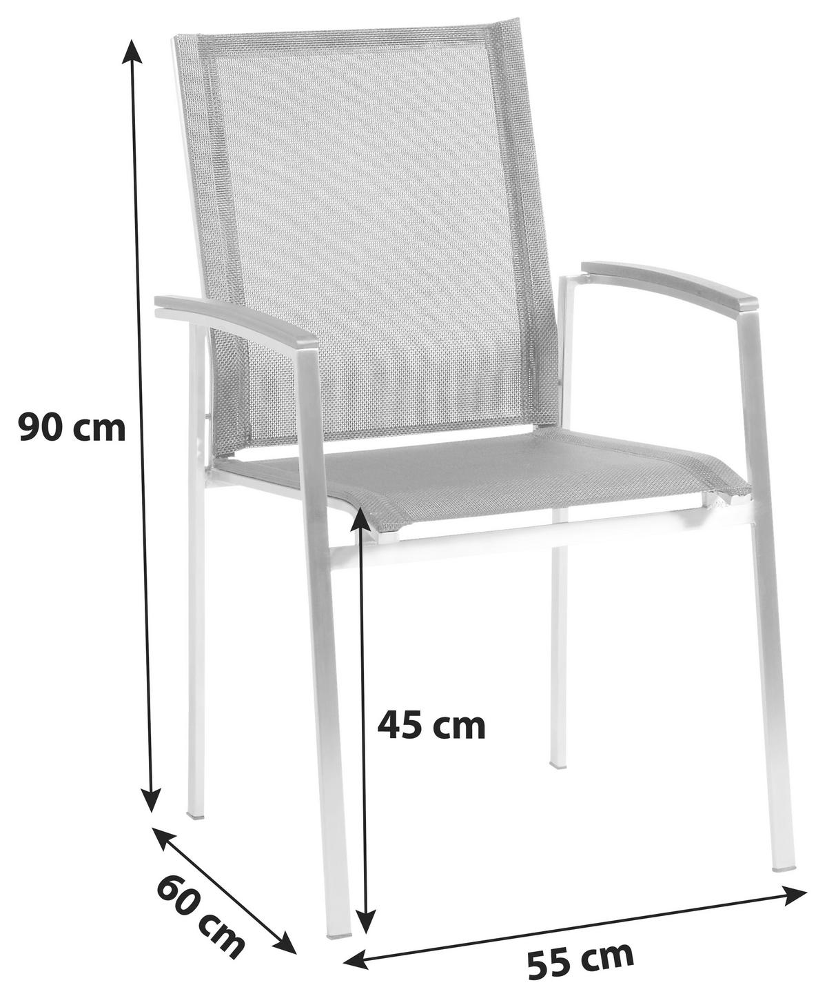 Gartengarnitur Auris 7-Teilig Metall/Kunststoff mit Kissen - Edelstahlfarben/Grau, Basics, Keramik/Kunststoff (200/75/100cm) - Acamp