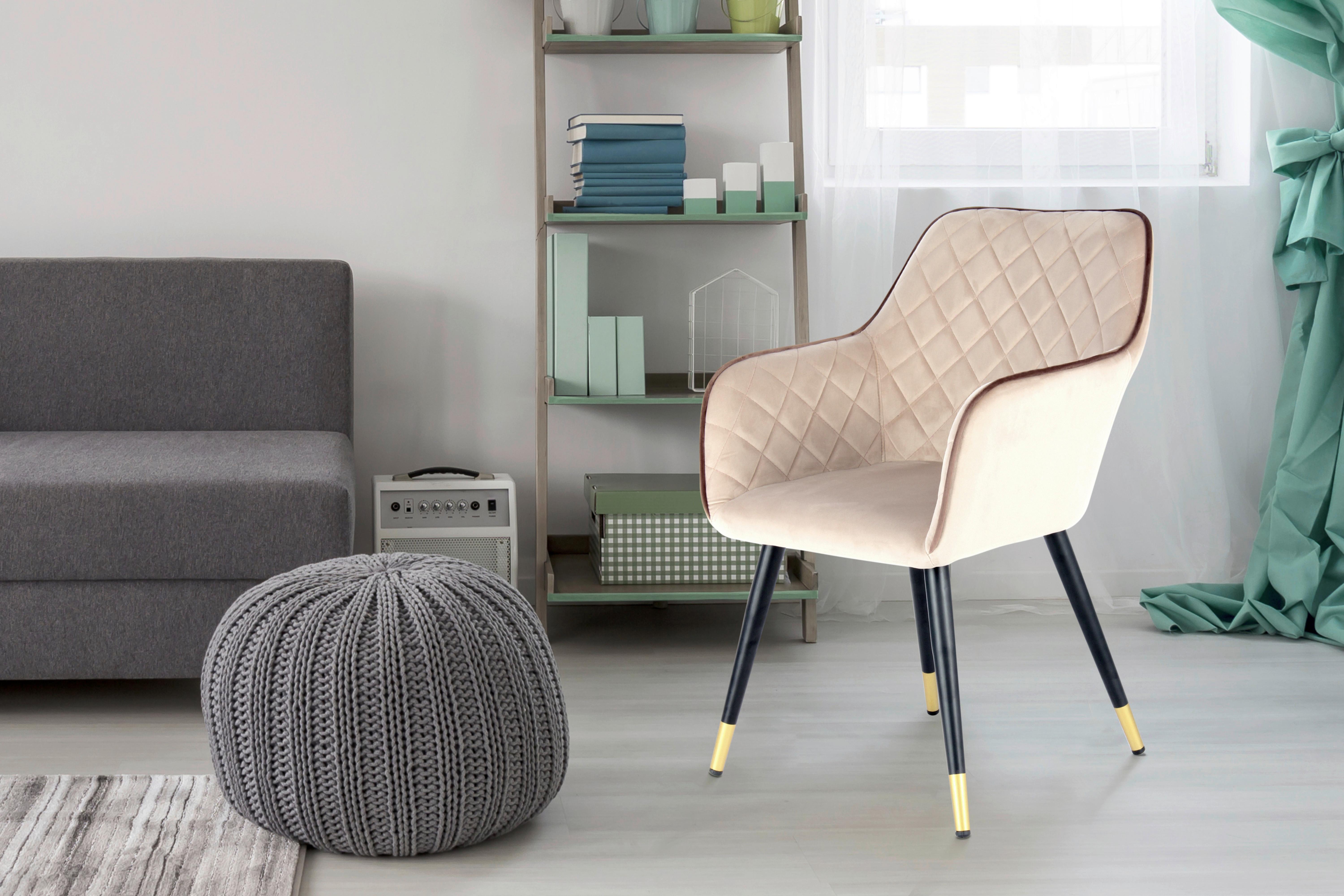 Židle s podrúčkami béžová - černá/barvy zlata, Moderní, kov/textil (58,8/86/61cm) - MID.YOU