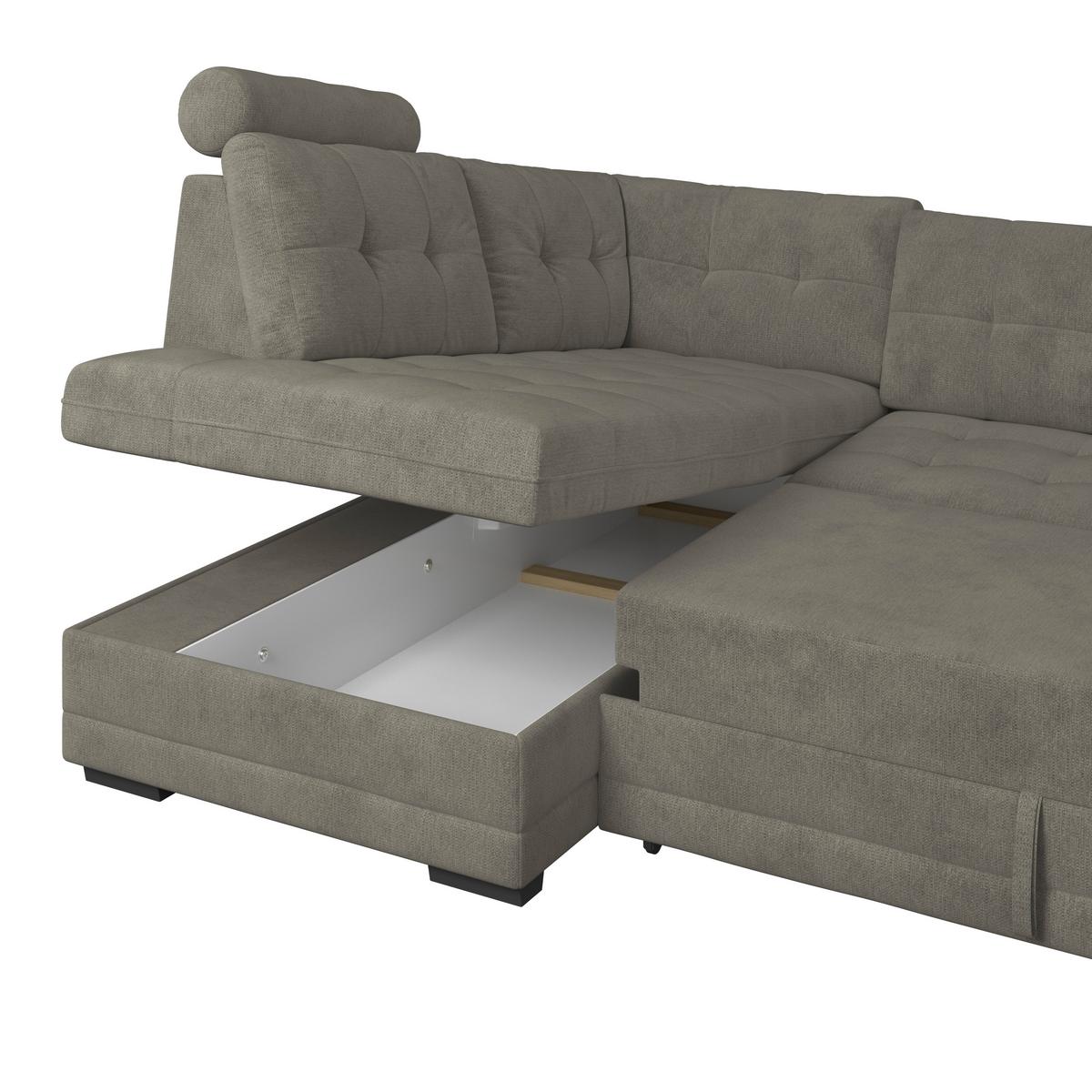Ecksofa mit Schlaffunktion Falco new Braun 183x251 cm - Schwarz/Braun, KONVENTIONELL, Textil (183/251cm) - Ondega