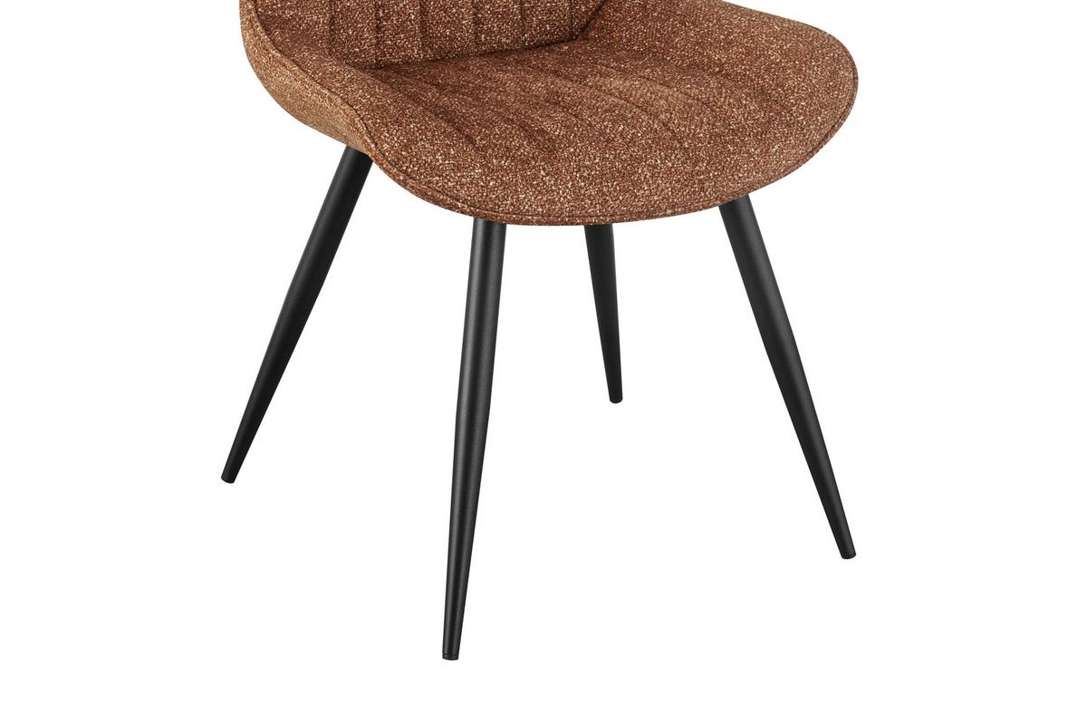 Vierfußstuhl Nikita Leinenoptik Braun, B: 54 cm - Schwarz/Braun, KONVENTIONELL, Holz/Textil (54/88/61,5cm) - MID.YOU