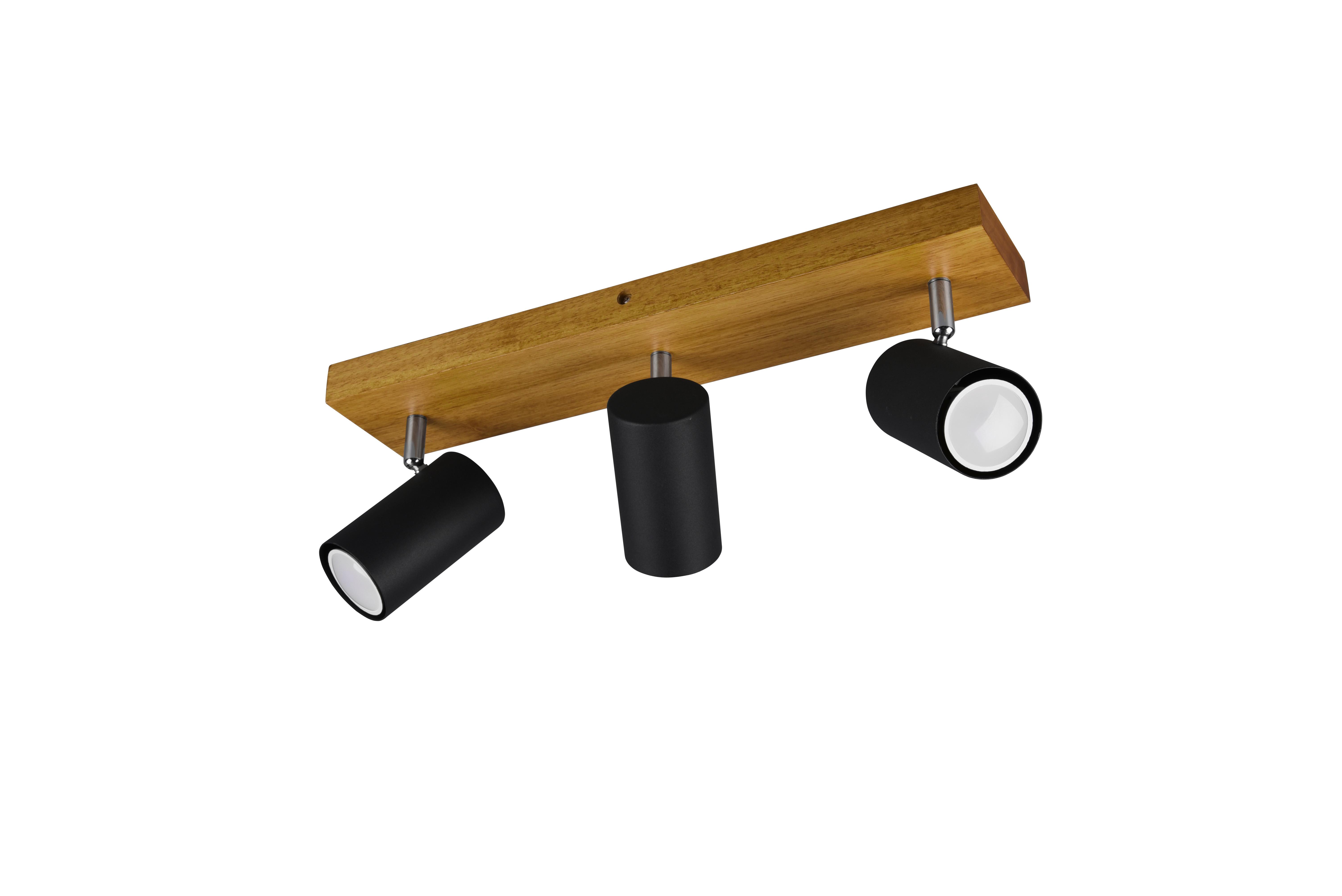 Strahler Marley 3-Flammig verstellbar L: 44 cm - Schwarz, Design, Holz/Metall (44/16/9cm) - Trio Leuchten