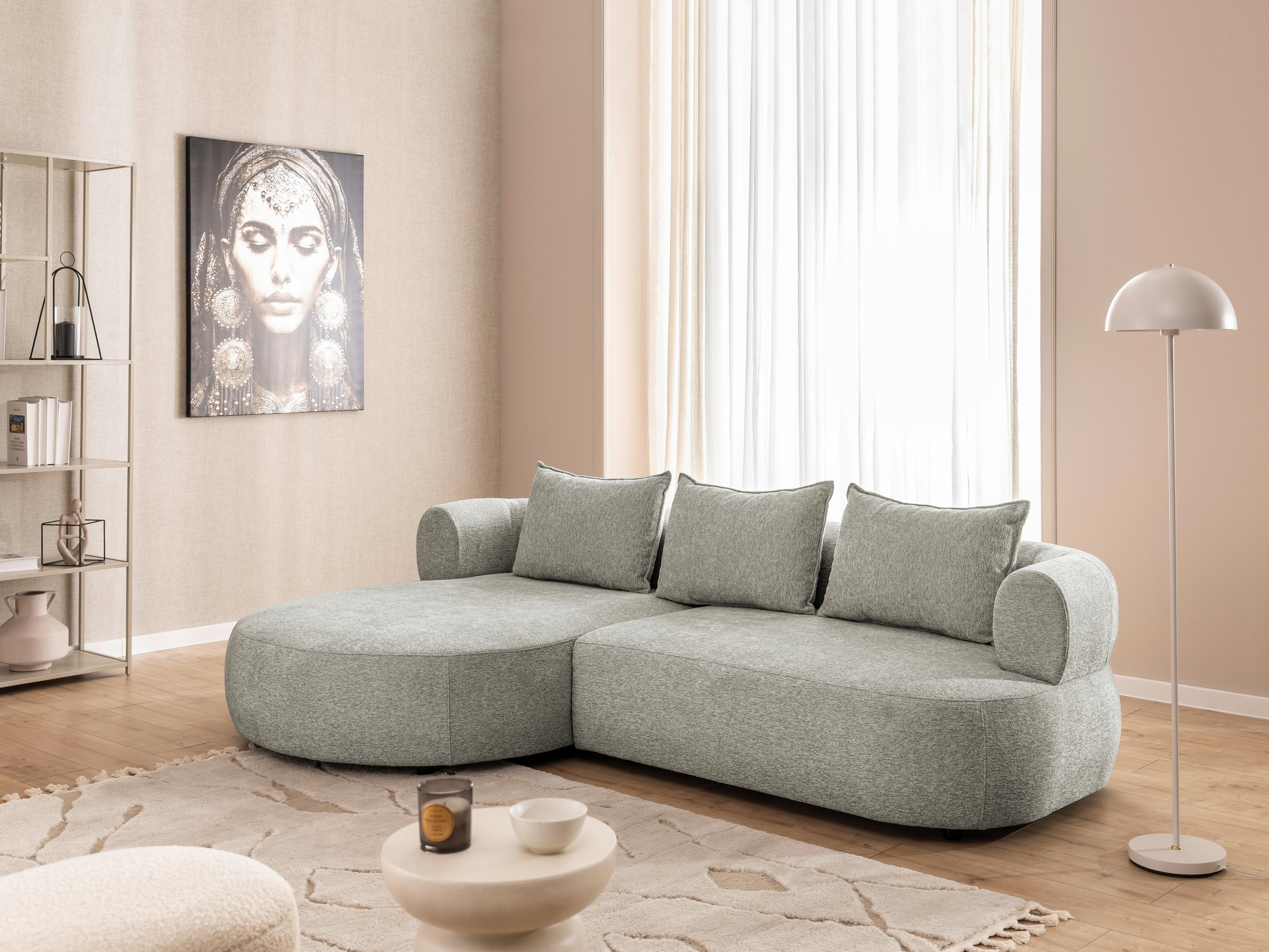 Ecksofa Ferro Hellgrau S: 156x256 Cm - Hellgrau/Schwarz, Design, Textil (156/256cm) - Livetastic