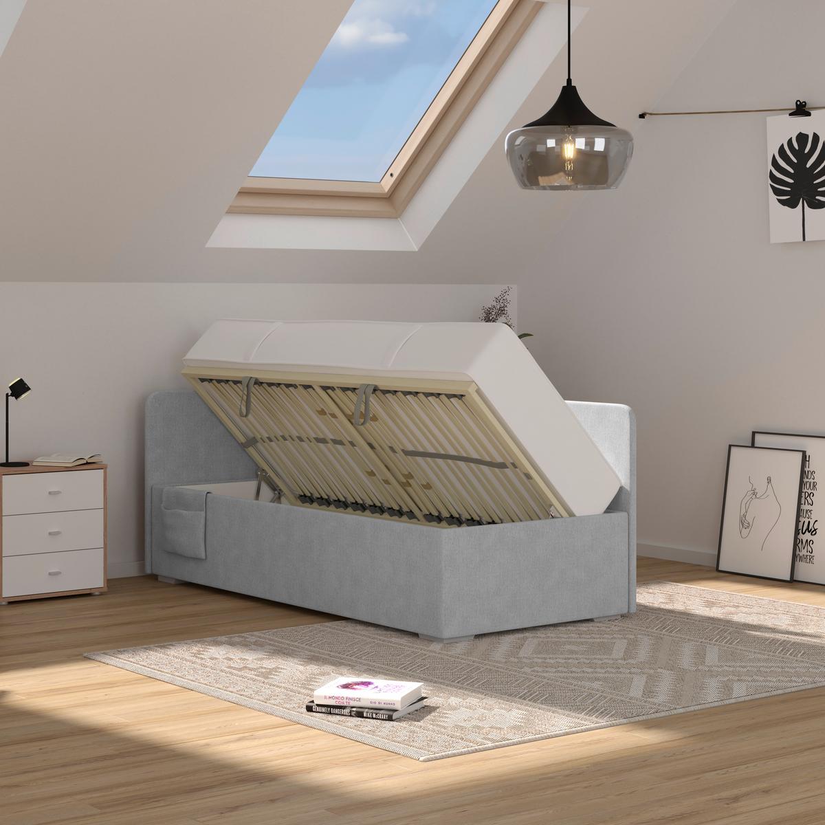 Kárpitozott Ágy Remi 90/200cm - szürke, Modern, textil/fa (90/200cm)