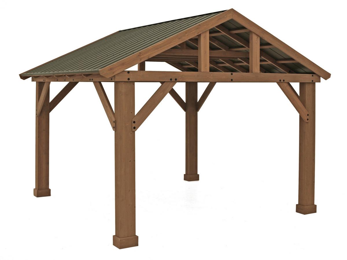 Pavillon YUKon 366x427 cm Wetterfest Regenabweisend - Naturfarben, Basics, Holz/Metall (366/330/427cm)