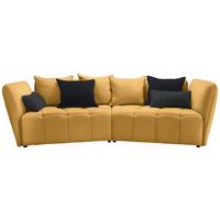 Boxspringová pohovka SOFI, hořčicové žlutá, tmavě šedá - šedá/černá, Moderní, textil (294/93/152cm) - Premium Living