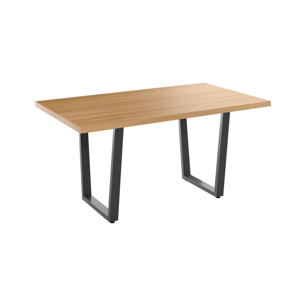 Jedálenský stôl RUDI š: 160 cm - čierna/prírodná farba, Modern, kov/kompozitné drevo (160/75/90cm)
