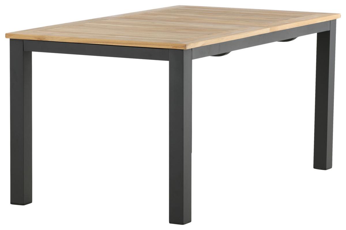Gartentisch Panama Teakholz/Metall L 210 cm - Schwarz/Teakfarben, KONVENTIONELL, Holz/Metall (210/90/75cm) - Gardenson
