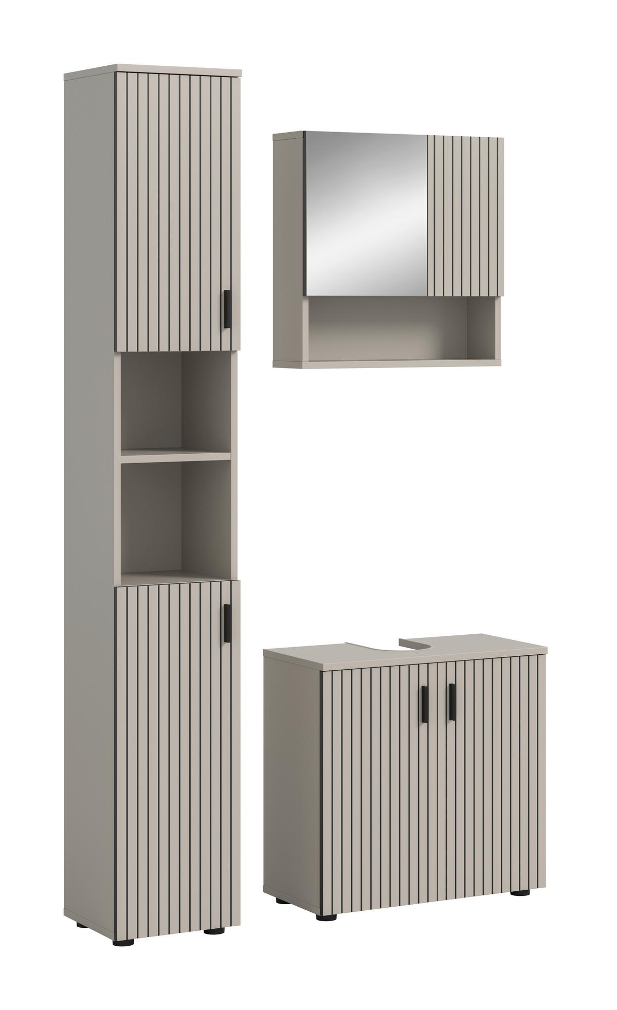 Badezimmer Mone Kaschmir/Schwarz B: 90cm - Kaschmir/Schwarz, Trend, Glas/Holzwerkstoff (90cm) - MID.YOU