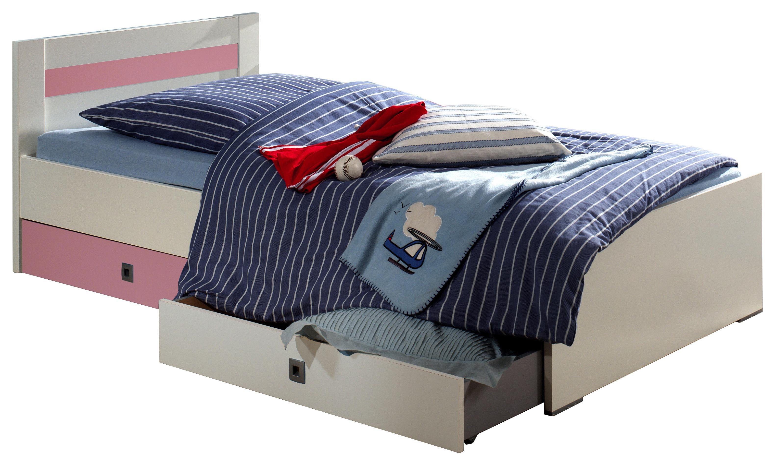 Bettschubkasten Cindy B: 100 cm 2-er Set - Rosa/Weiß, Holzwerkstoff (100/17/59cm) - Xora