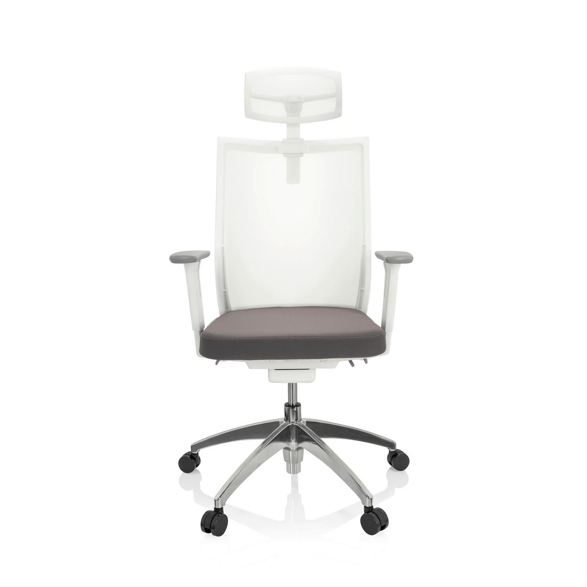 Drehstuhl Aspen White Pro - Silberfarben/Weiß, Basics, Kunststoff/Textil (63/112-122/55cm) - MID.YOU