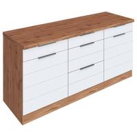 Küchenunterschrank Florenz B: 180 cm Weiß/Eichefarben - Eiche Wotan/Weiß, Design, Holzwerkstoff (180/86/60cm) - Held