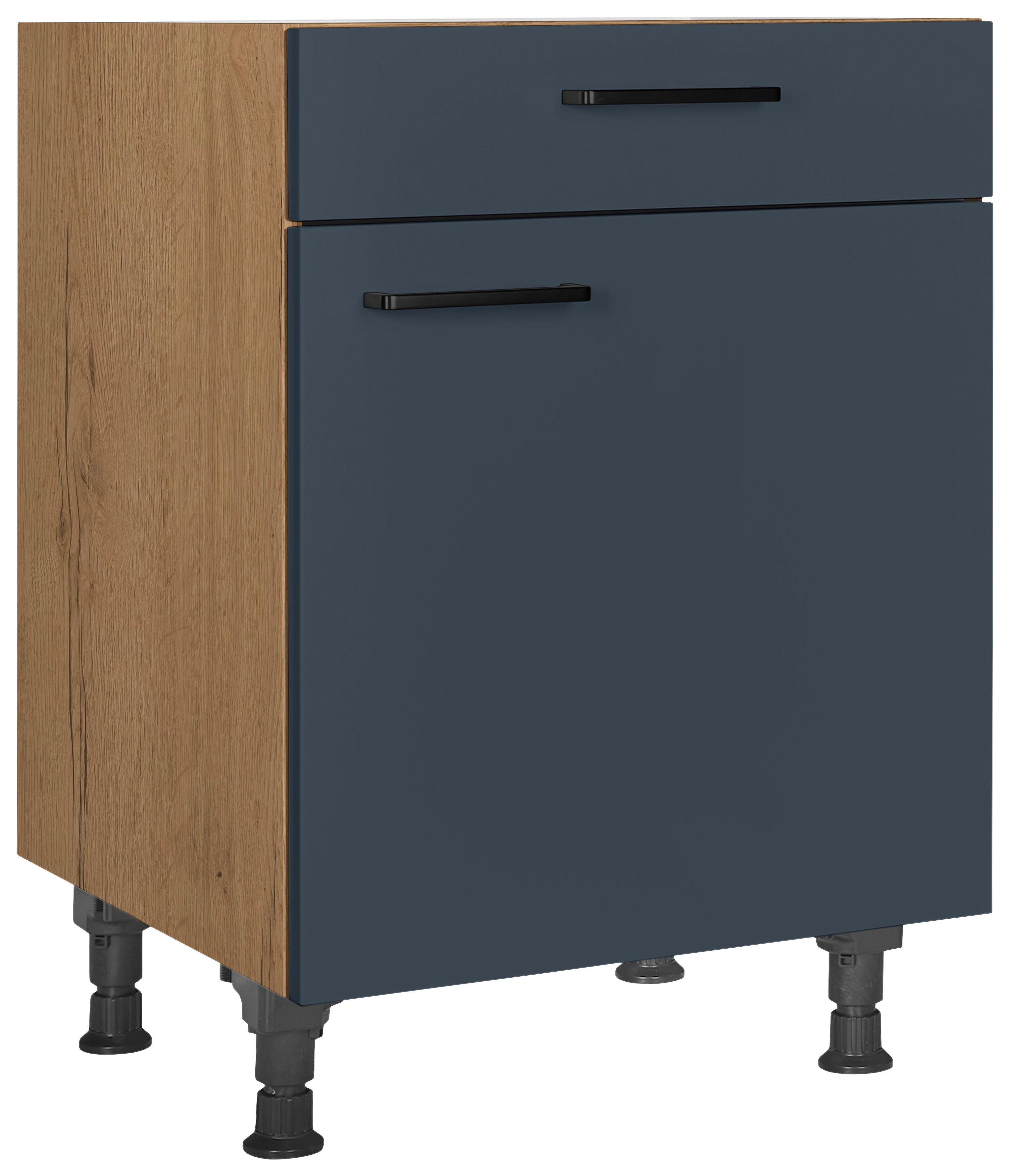 Schubkastenunterschrank Easytouch - Blau/Eichefarben, MODERN, Holzwerkstoff (60/87/56cm) - Nobilia