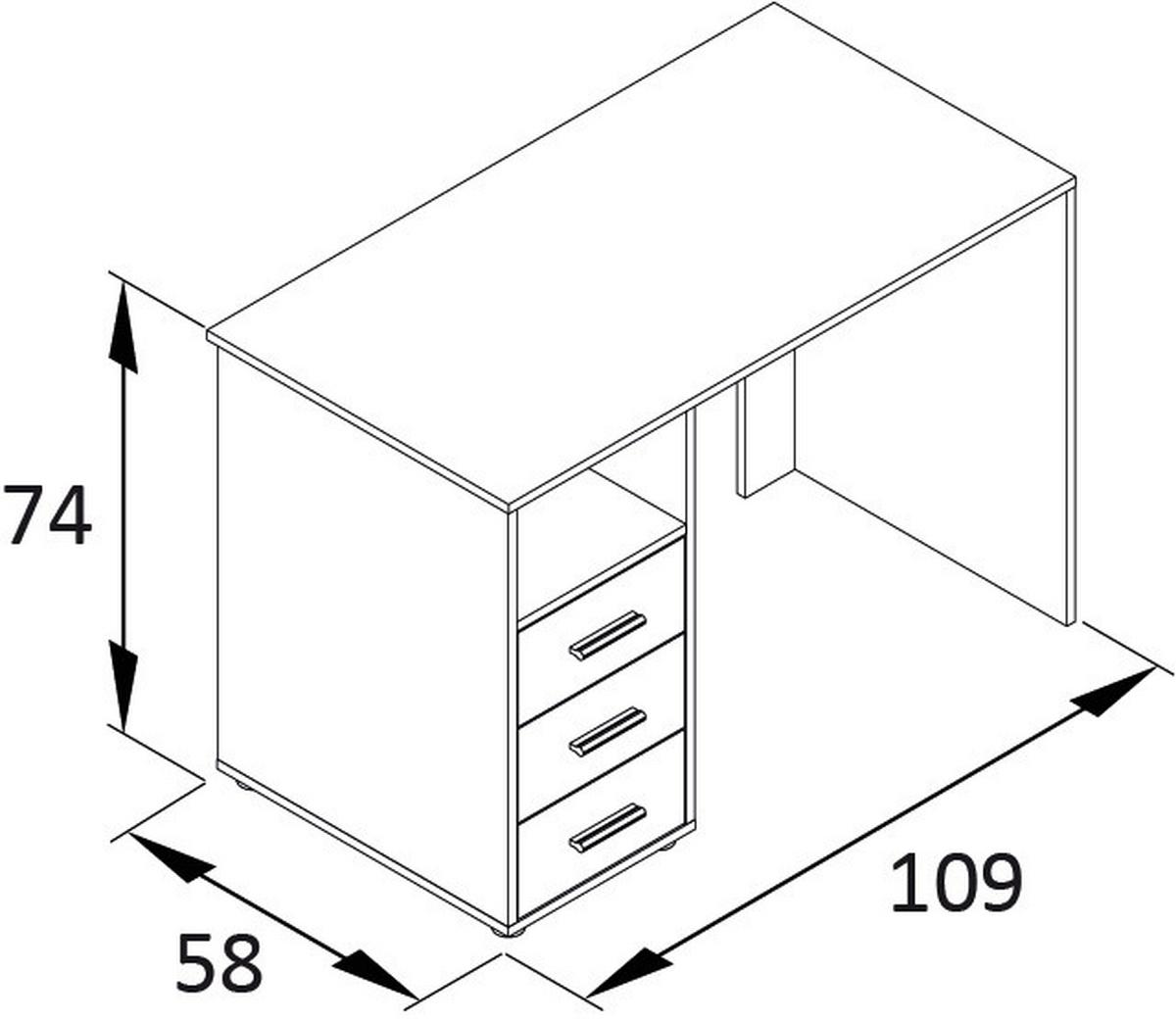 Schreibtisch Torge Weiß L: 109cm - Weiß, MODERN, Holzwerkstoff (109/58/74cm) - Livetastic
