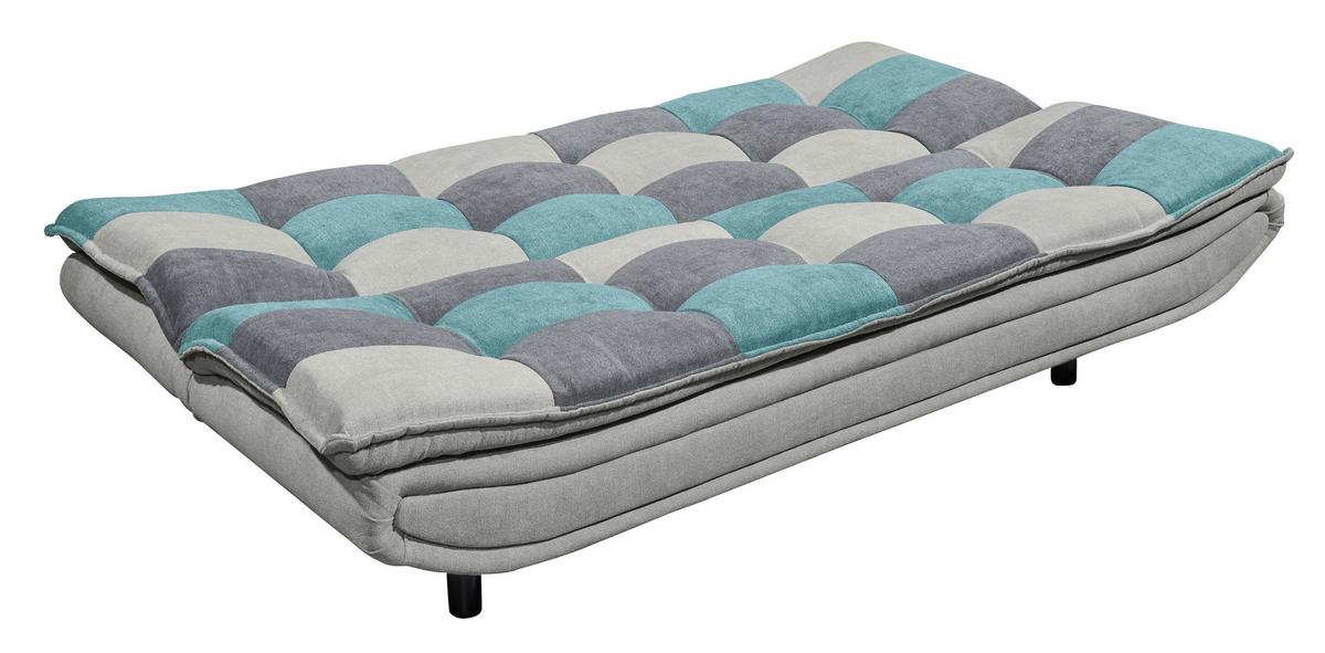 Schlafsofa Mit Bettkasten Patch, Mischgewebe - Türkis/Schlammfarben, Basics, Holzwerkstoff/Textil (188/90/89cm) - MID.YOU
