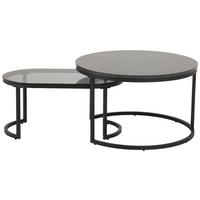 Couchtisch Rund 2er-Set Spiro, Schwarz - Schwarz, KONVENTIONELL, Glas/Holzwerkstoff (70/70/42cm) - MID.YOU