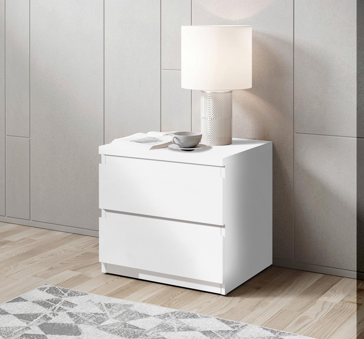 Nachtkästchen Olli B: 45 Cm Weiß - Schwarz/Weiß, Basics, Holzwerkstoff (45/43,6/38cm) - MID.YOU