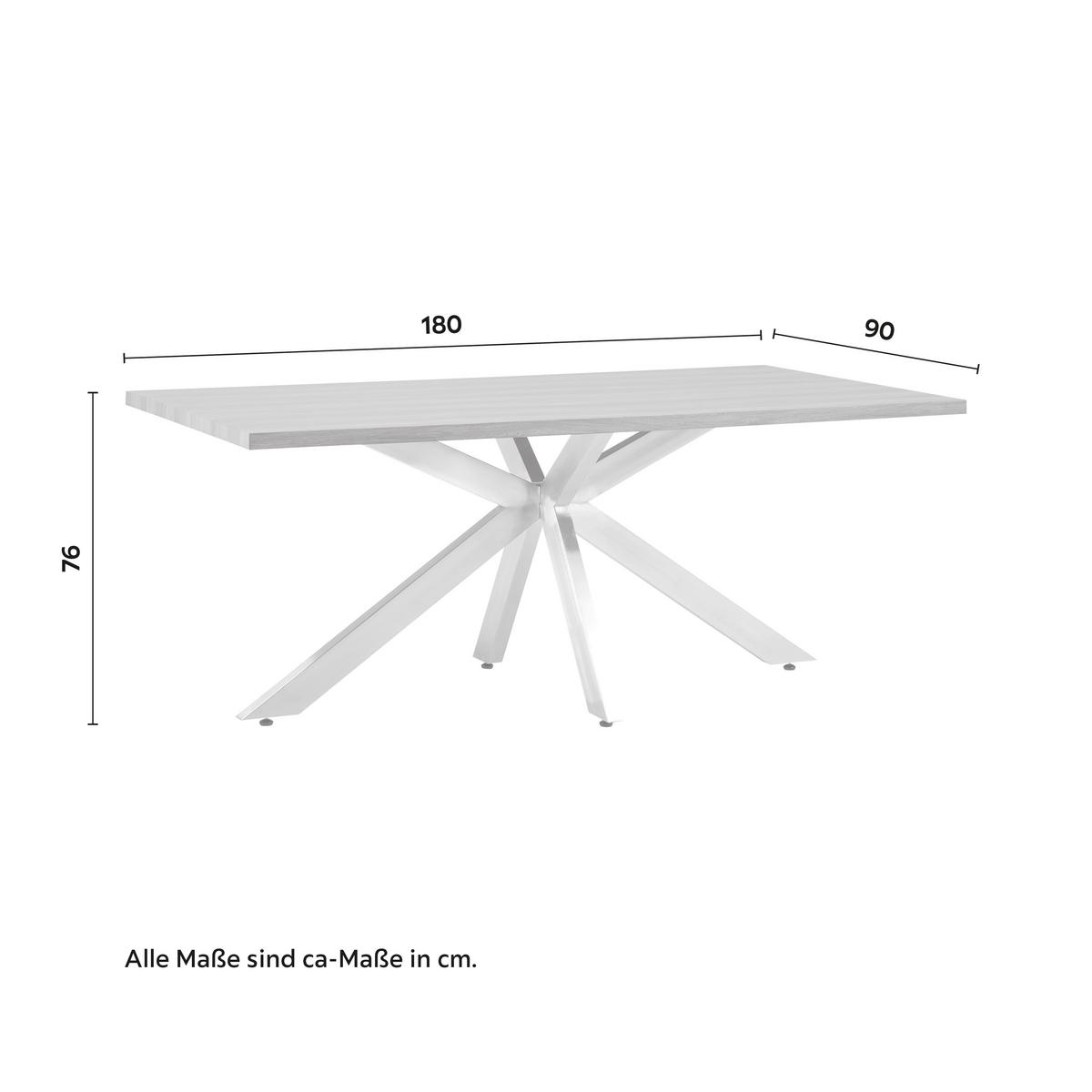 Jídelní stůl ILIAS 180x90 cm - barvy stříbra/barvy vlašských ořechů, Moderní, kov/dřevo (180/90/76cm) - Bessagi Home