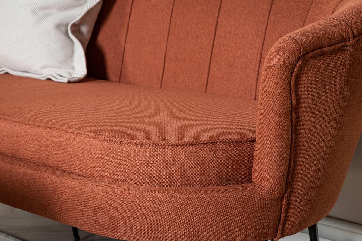 2-Sitzer-Sofa Calais - Rostfarben/Schwarz, Design, Textil/Metall (180/78.5/78cm) - Livetastic