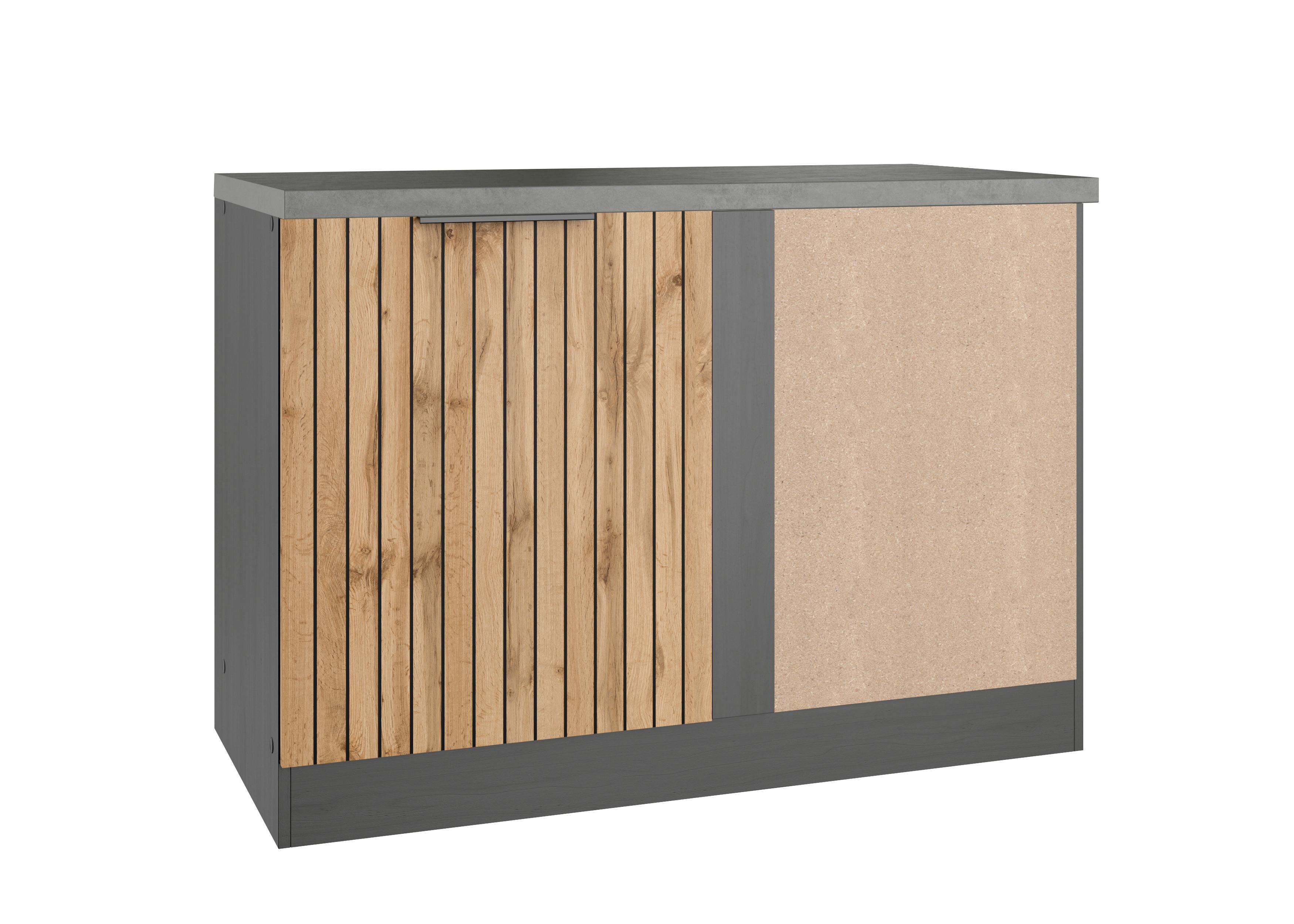 Eckunterschrank Liverpool Graphit, Eiche Dekor B: 120 cm - Schieferfarben/Eiche Wotan, Basics, Holzwerkstoff (120/86/60cm) - Held