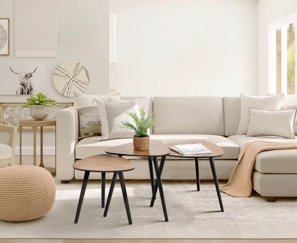 Beistelltisch Naturfarben/Schwarz B: 50 cm - Schwarz/Naturfarben, Design, Holz/Holzwerkstoff (50/50/40cm) - Livetastic