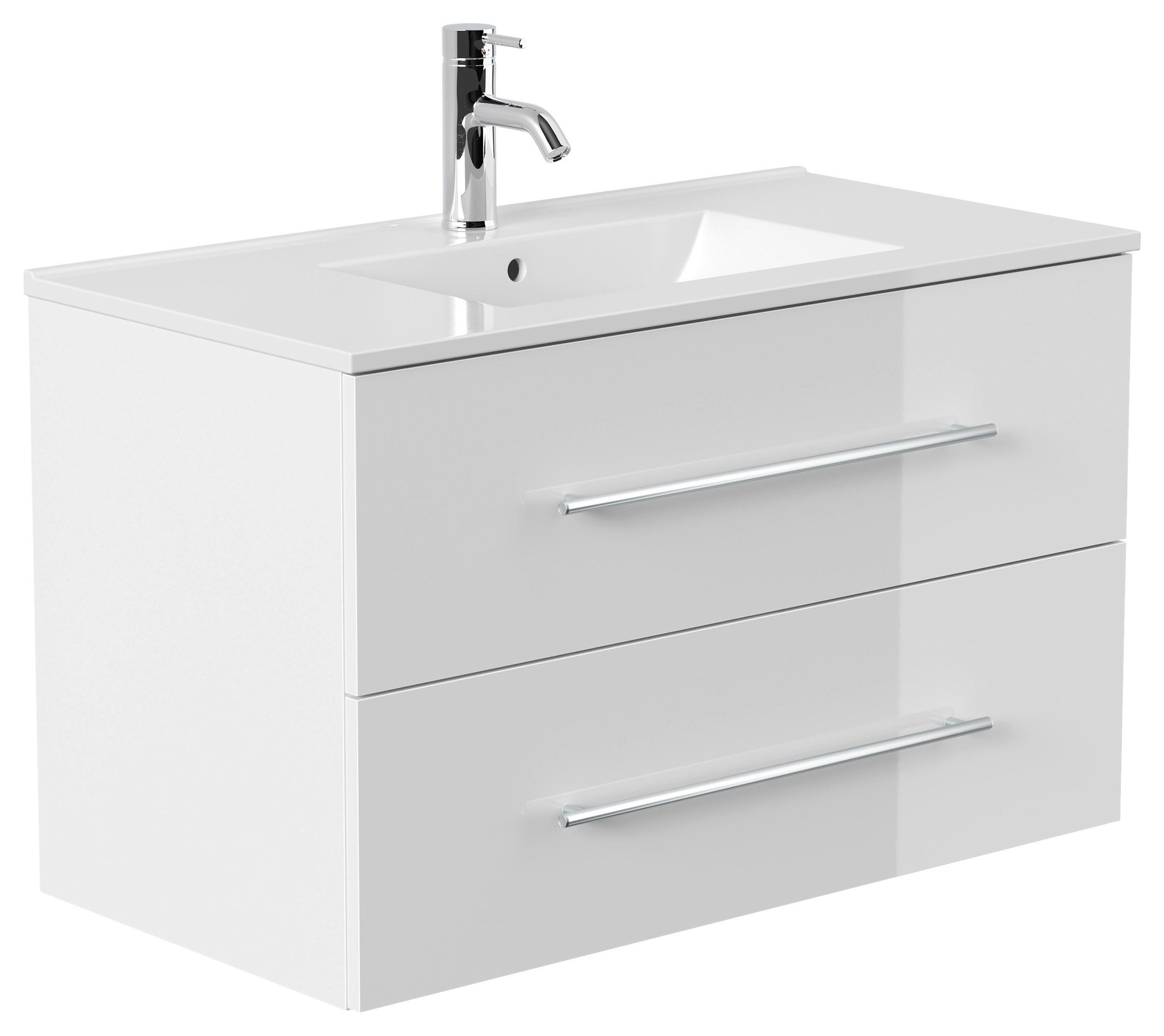 WASCHTISCHKOMBI Homeline, Weiß HG B: 91 cm - Weiß Hochglanz/Weiß, Basics, Keramik/Holzwerkstoff (91cm) - MID.YOU