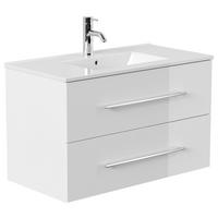 WASCHTISCHKOMBI Homeline, Weiß HG B: 91 cm - Weiß Hochglanz/Weiß, Basics, Keramik/Holzwerkstoff (91cm) - MID.YOU
