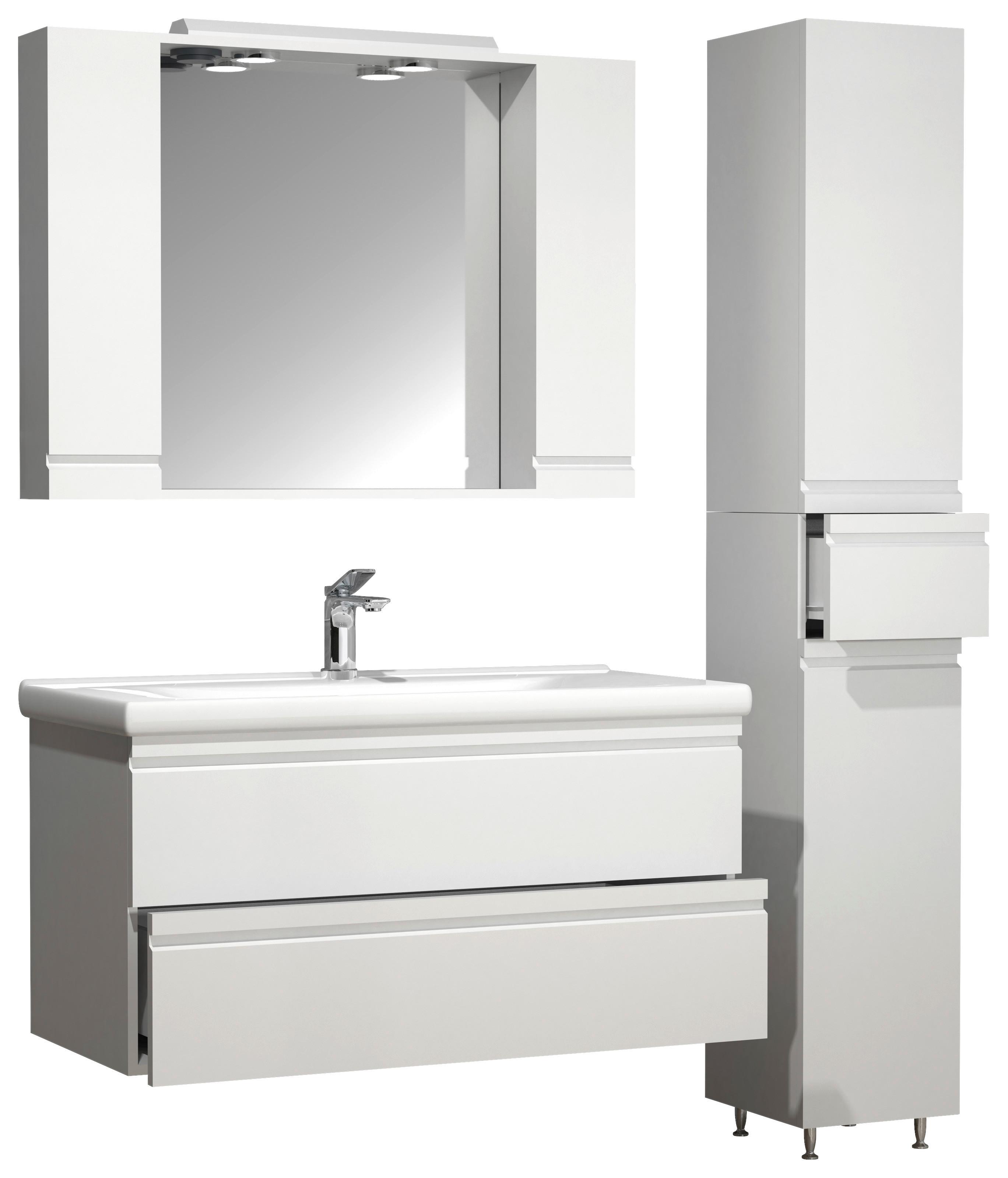 Badezimmer Silora Xl - Weiß, MODERN, Glas/Keramik (130cm) - MID.YOU