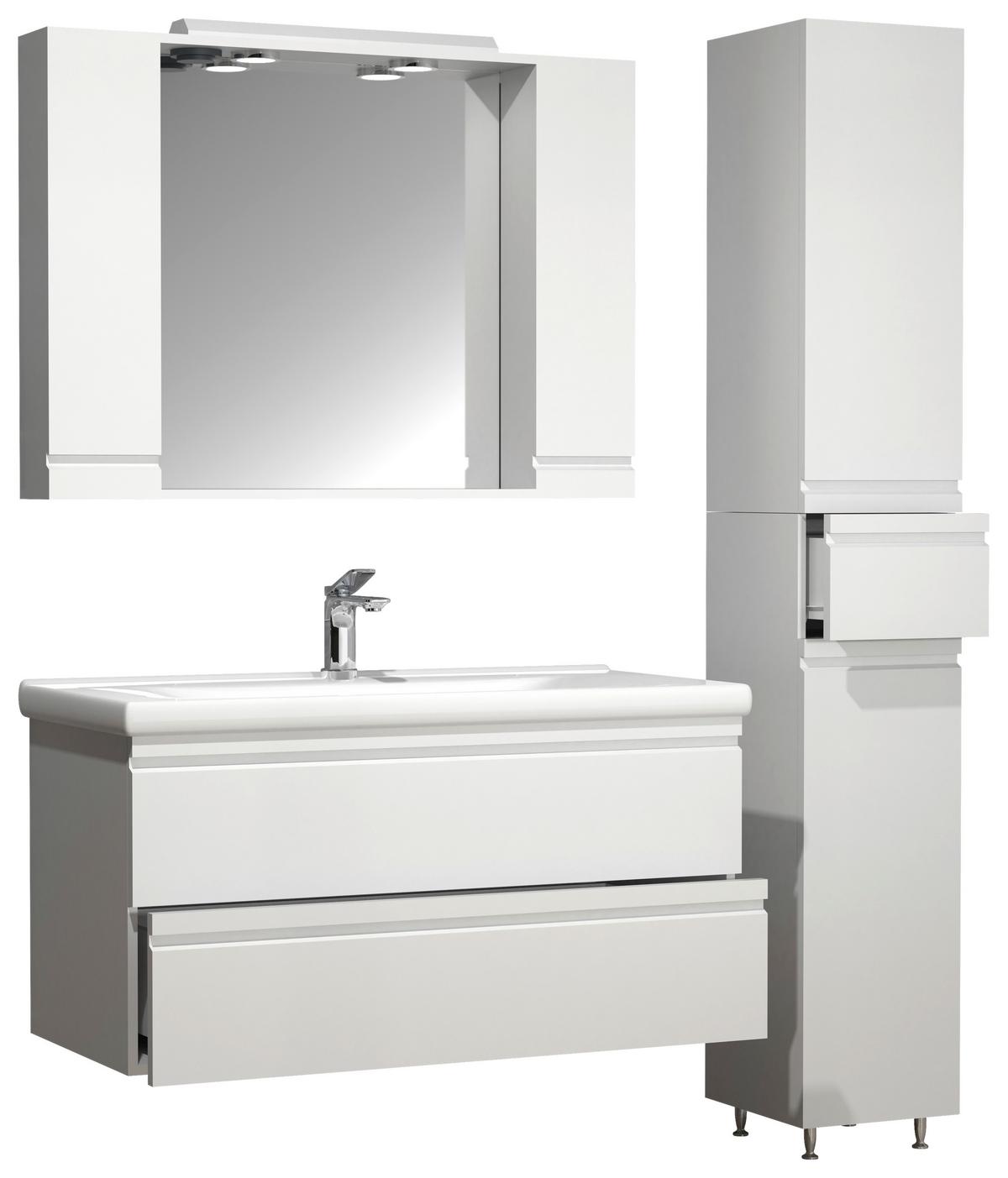 Badezimmer Silora Xl - Weiß, MODERN, Glas/Keramik (130cm) - MID.YOU