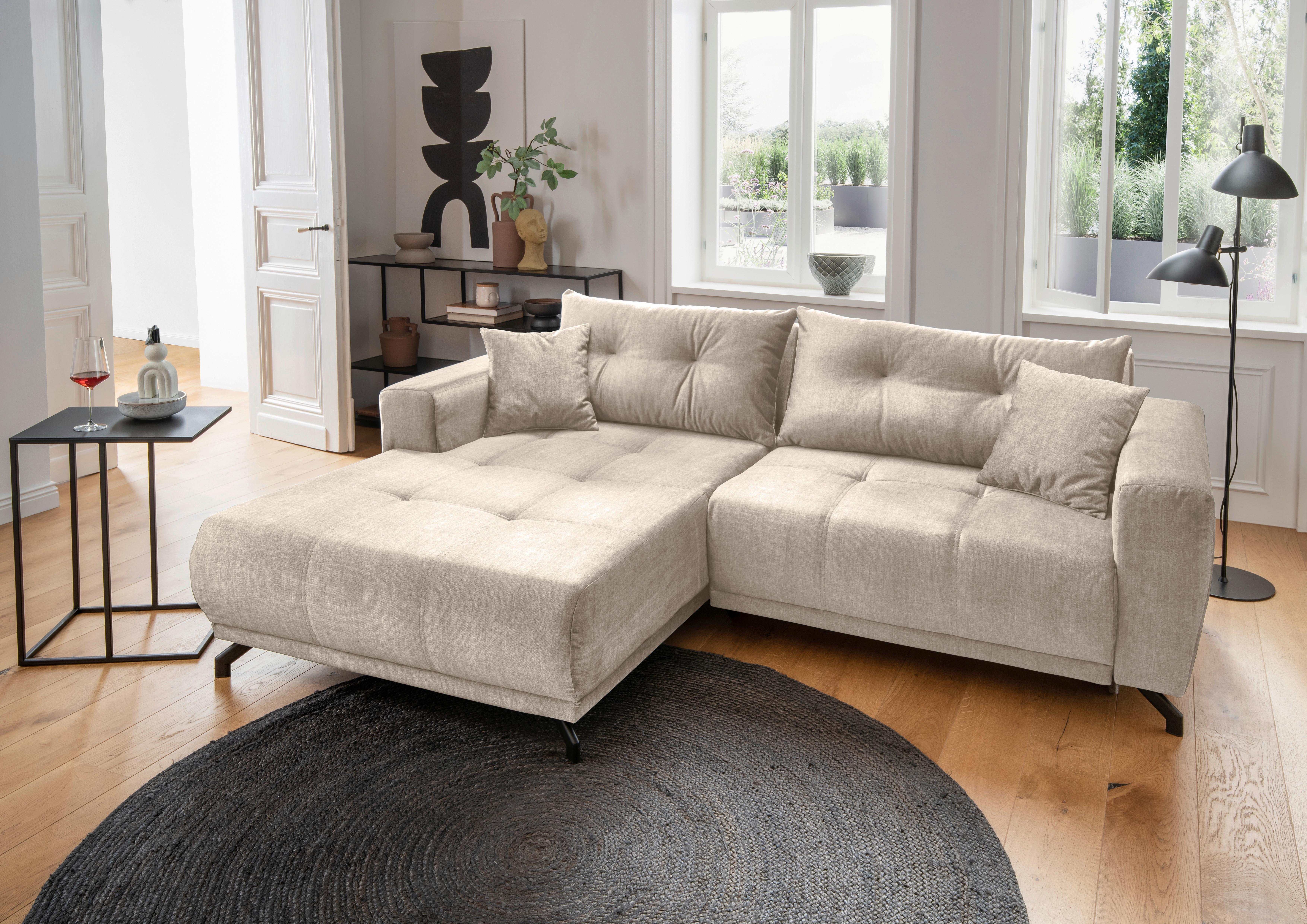 Ecksofa Restato, Creme S: 177x246 cm - Creme/Schwarz, MODERN, Textil (177/246cm) - MID.YOU