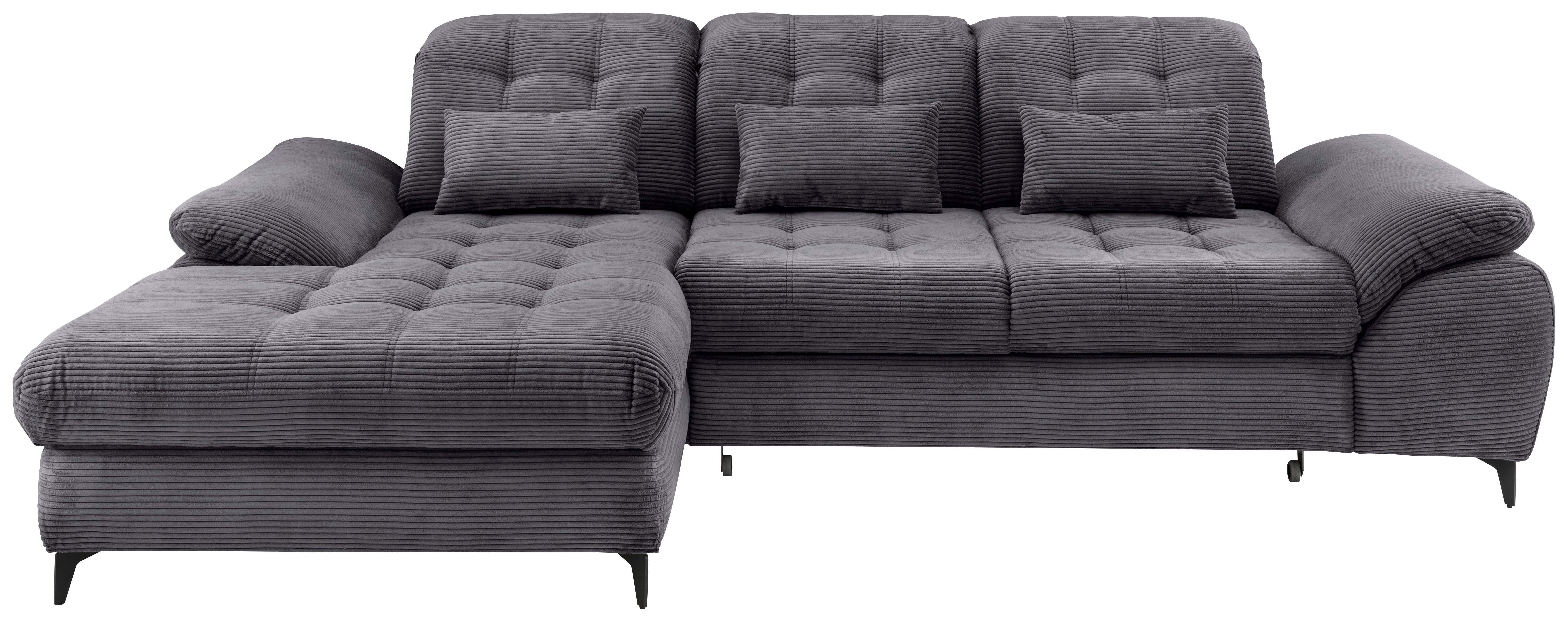 Eckschlafsofa Delphino, Grau S: 189x273 cm - Schwarz/Grau, MODERN, Textil (189/273cm) - Livetastic