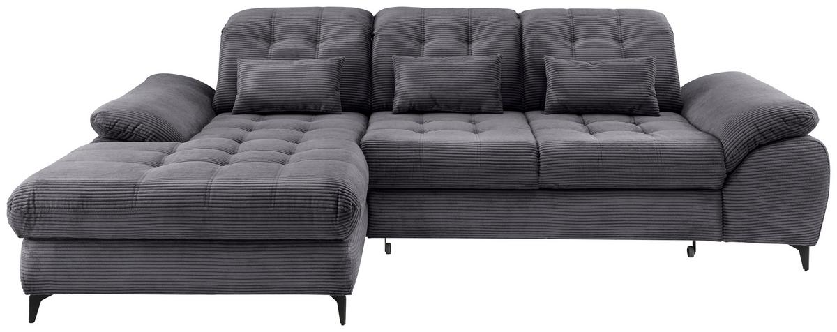 Eckschlafsofa Delphino, Grau S: 189x273 cm - Schwarz/Grau, MODERN, Textil (189/273cm) - Livetastic