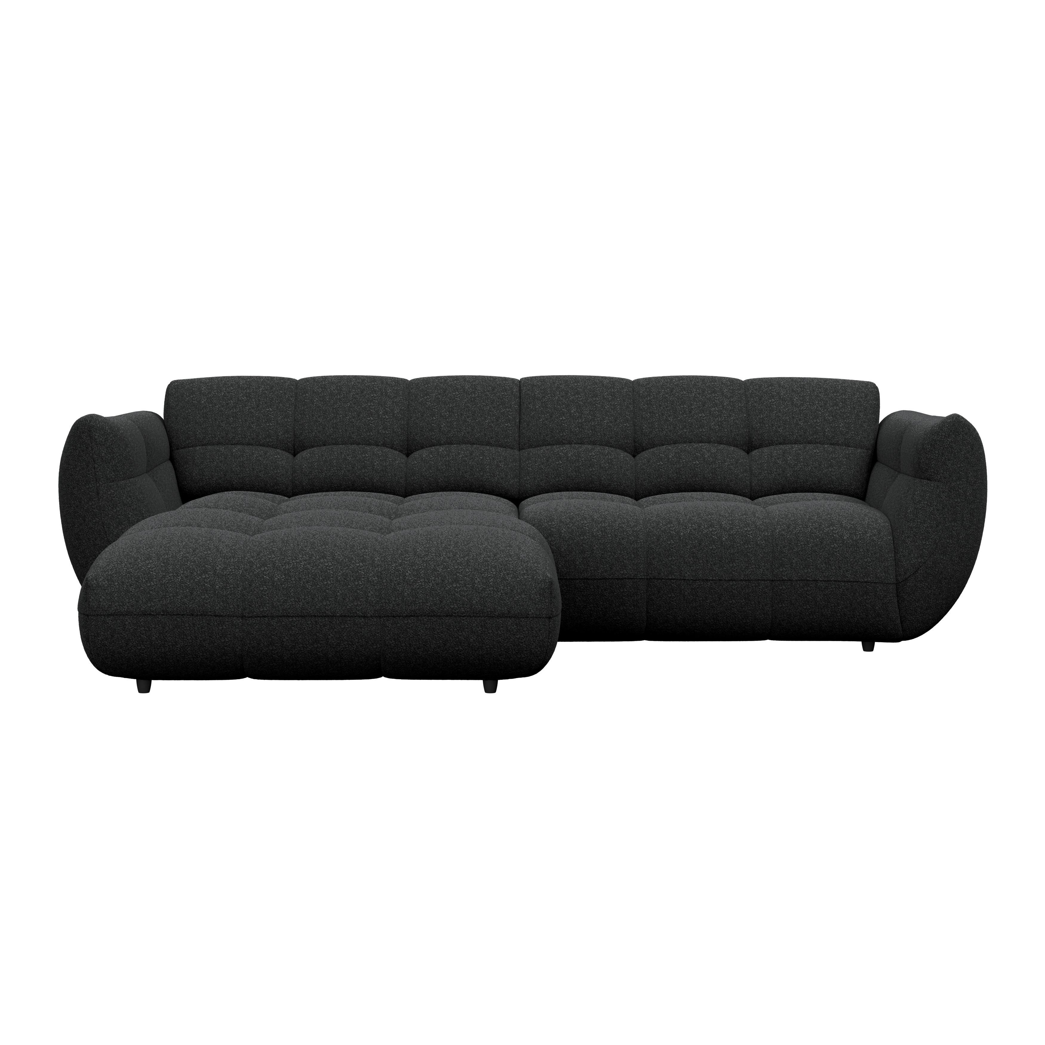 Ecksofa Panda Chenille schwarz, 178x280cm - Dunkelgrün/Schwarz, Trend, Textil (178/280cm)